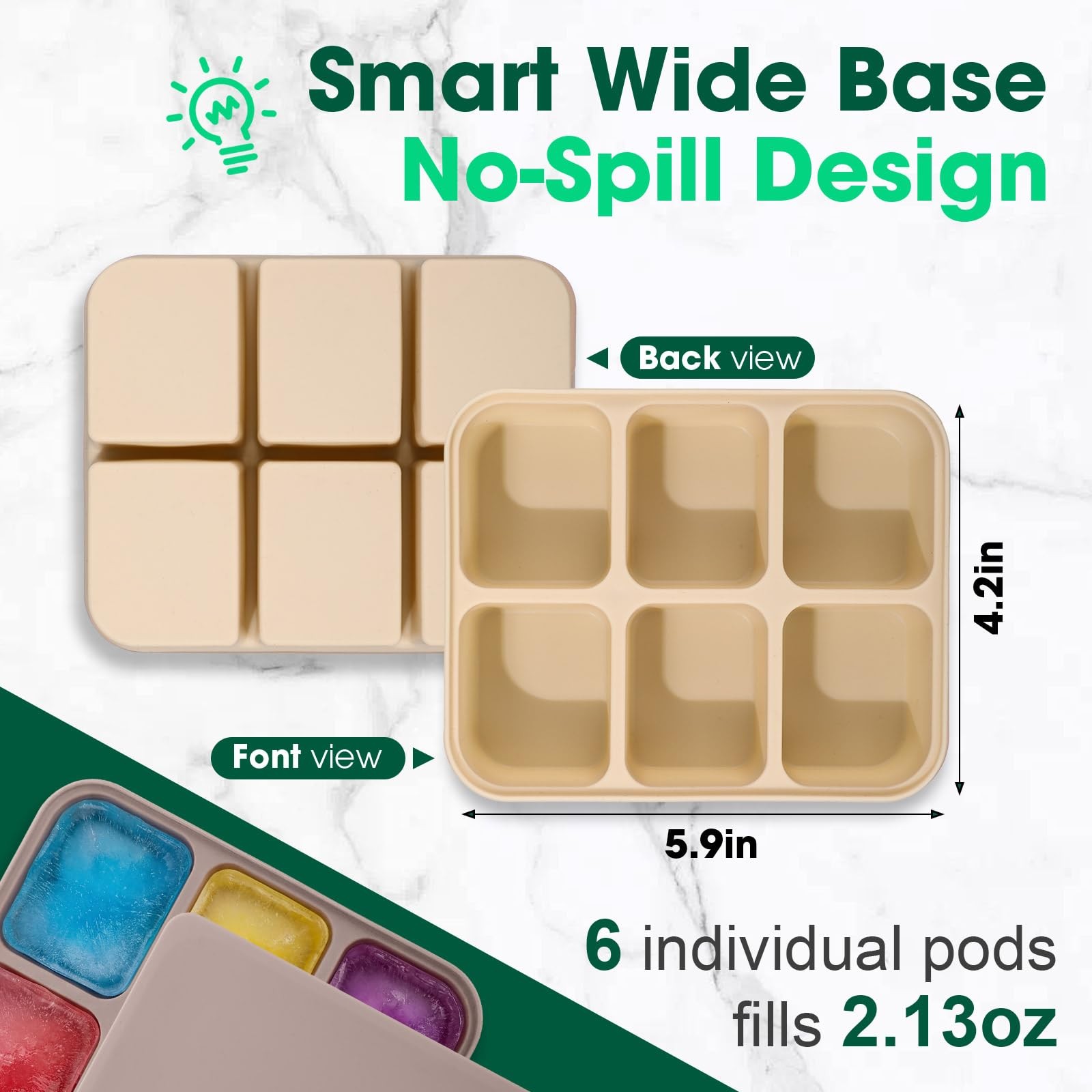 3 Pack Baby Food Freezer Tray with Lids 2.13 oz x 6 Cups/1.15 oz x 12 Cups Si…