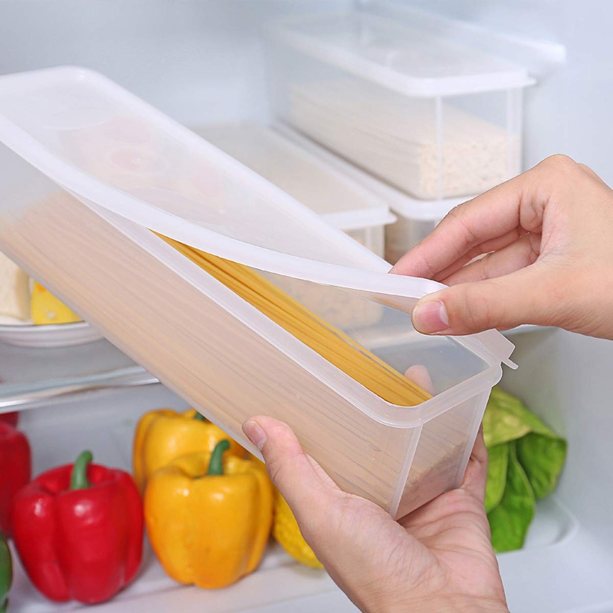 Guardians Pasta Container Noodle Food Storage Spaghetti Keeper Box with White