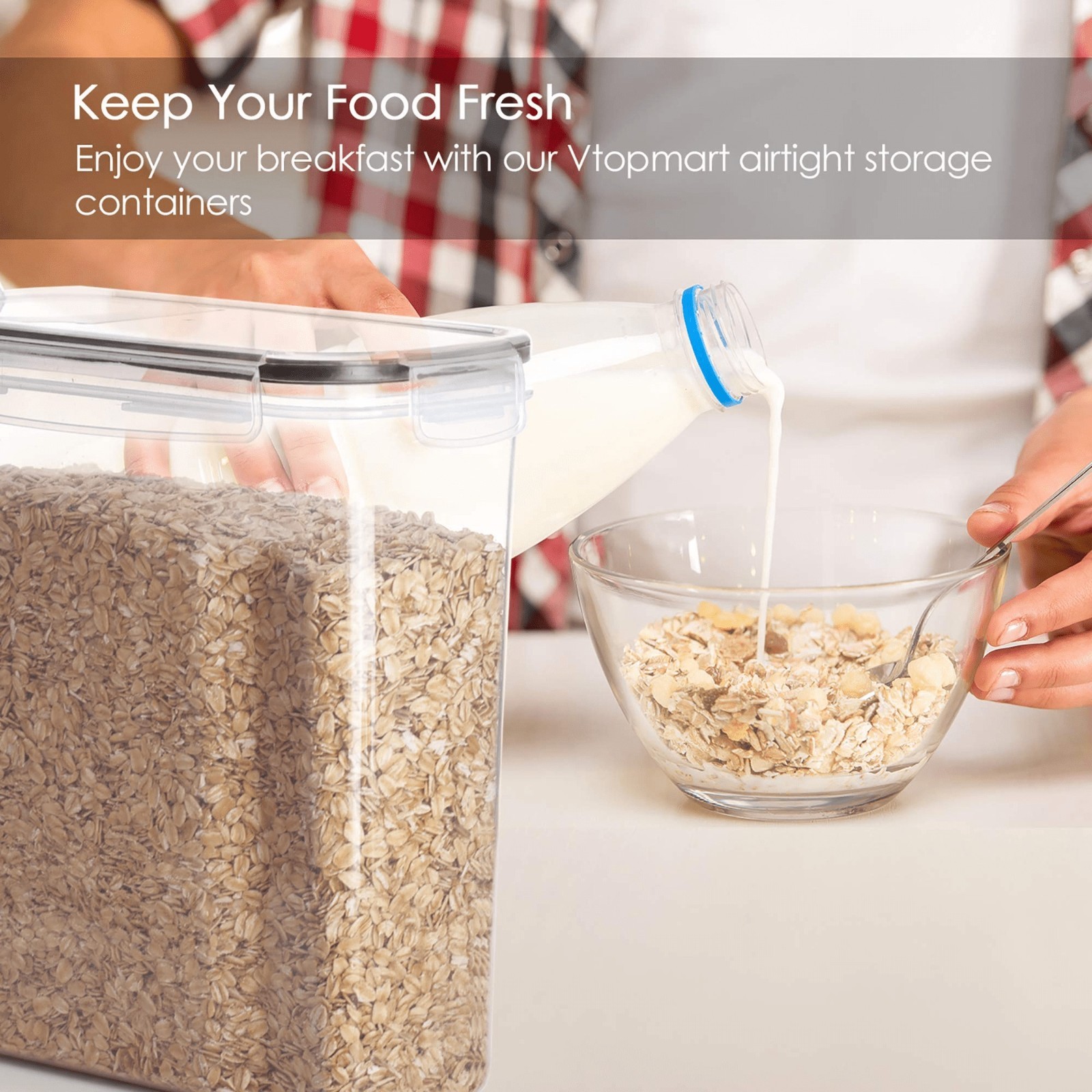 4Pc Sindcom Cereal Storage Containers Airtight 135.2oz Black FREESHIP