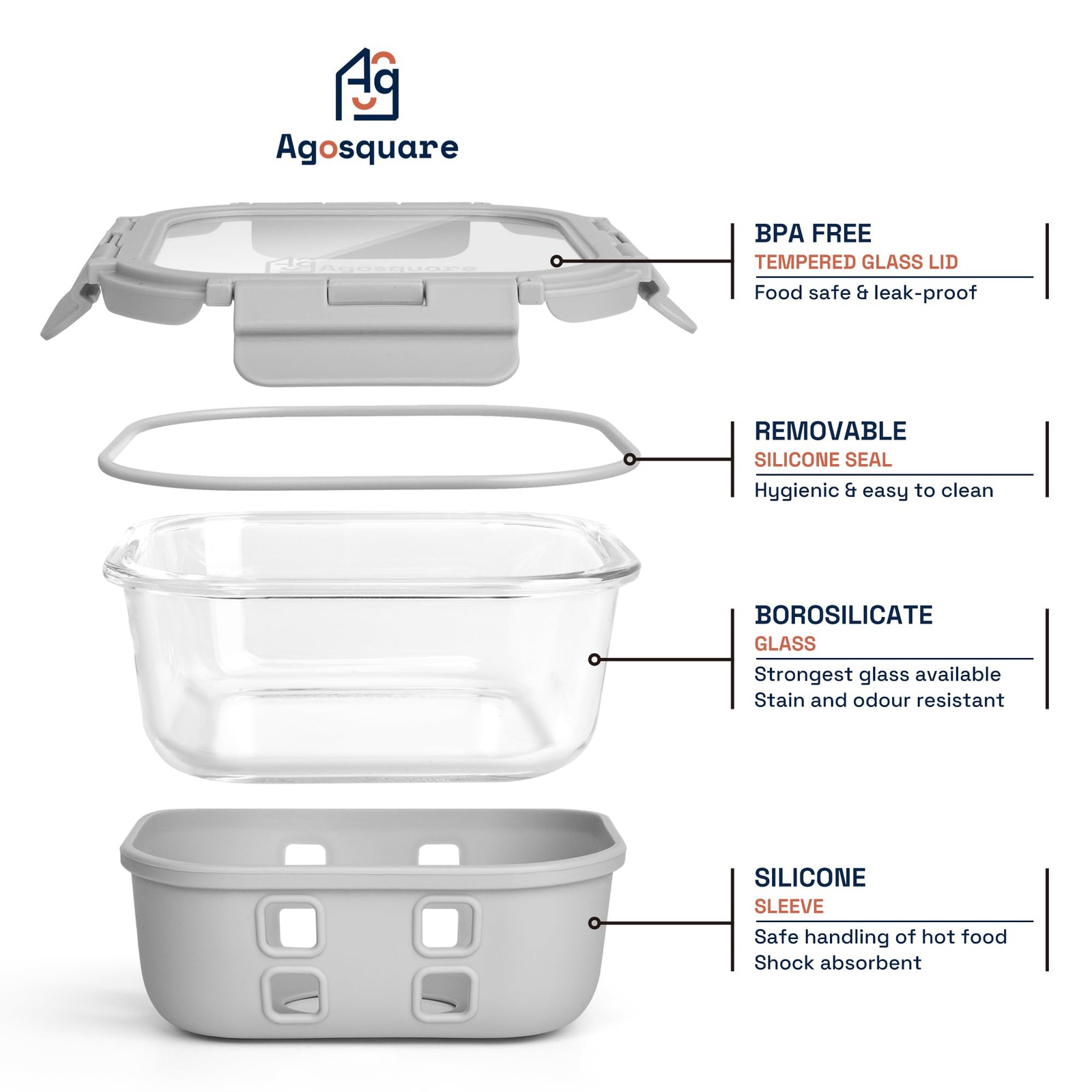 Glass Food Storage Containers with Glass Lids – 28oz Meal Prep Containers, Lu…