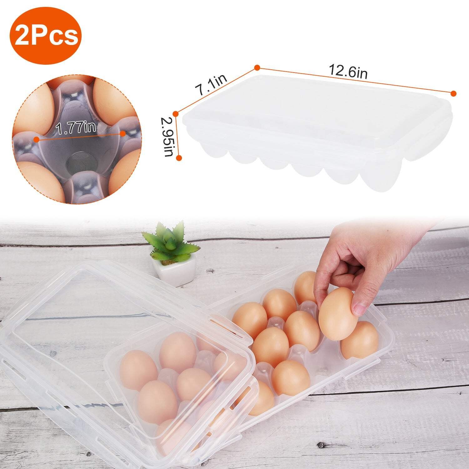 2Pcs Plastic Egg Holder Stackable Egg Storage Box Egg Rack for Refrigerator 18 C