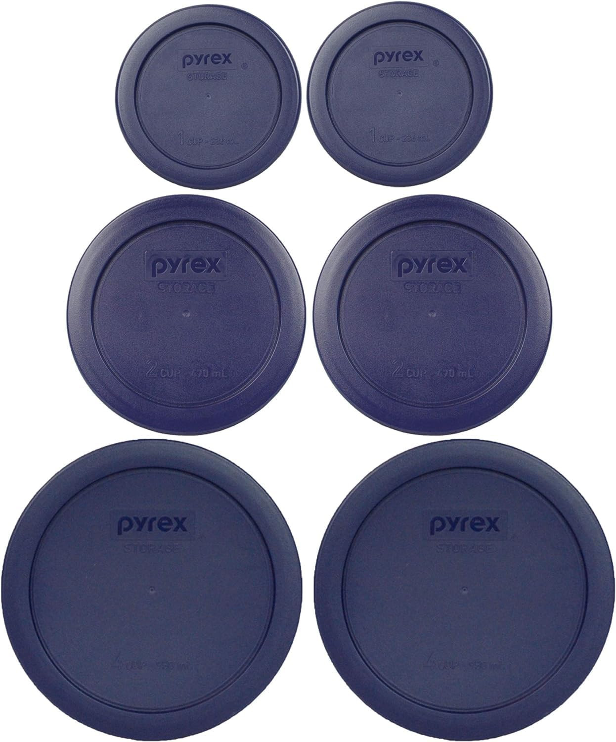 (2) 7202-PC 1-Cup, (2) 7200-PC 2-Cup, & (2) 7201-PC 4-Cup Blue Food Storage Repl