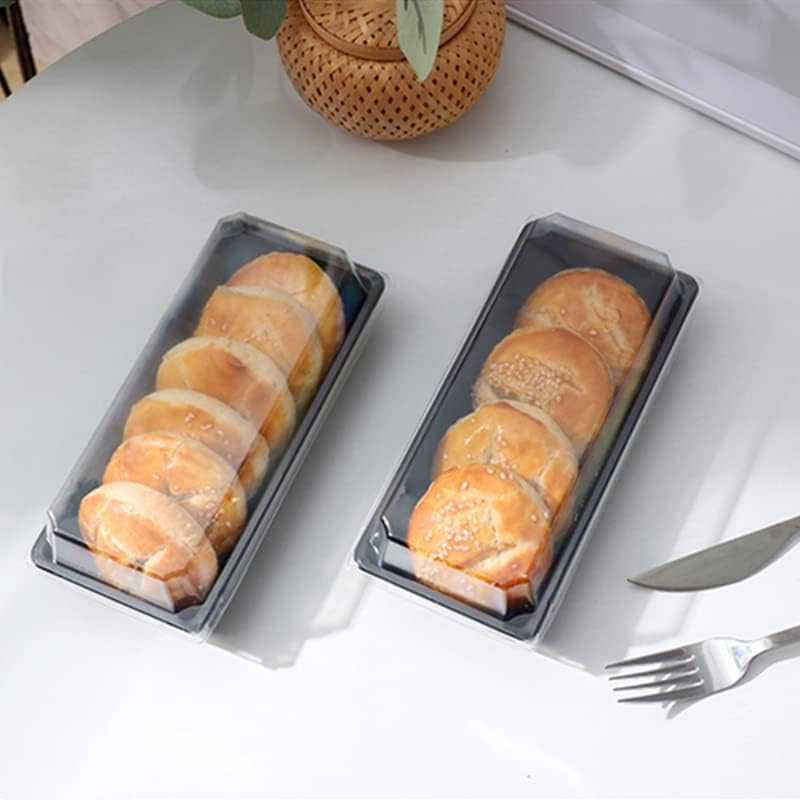 50-Pack Black Plastic Sushi and Pastry Containers with Lids