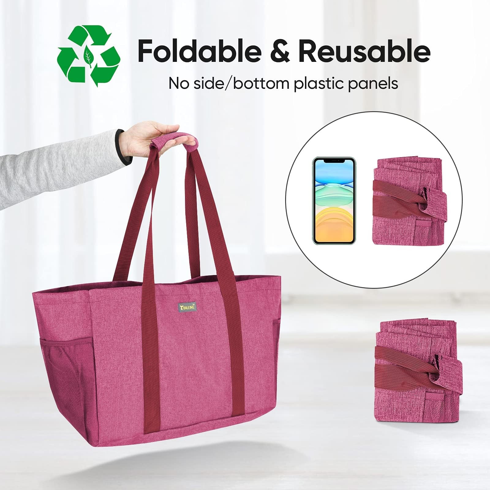 BALEINE 9 Gal Oversized Foldable Reusable Storage Bag Utility Tote Ber