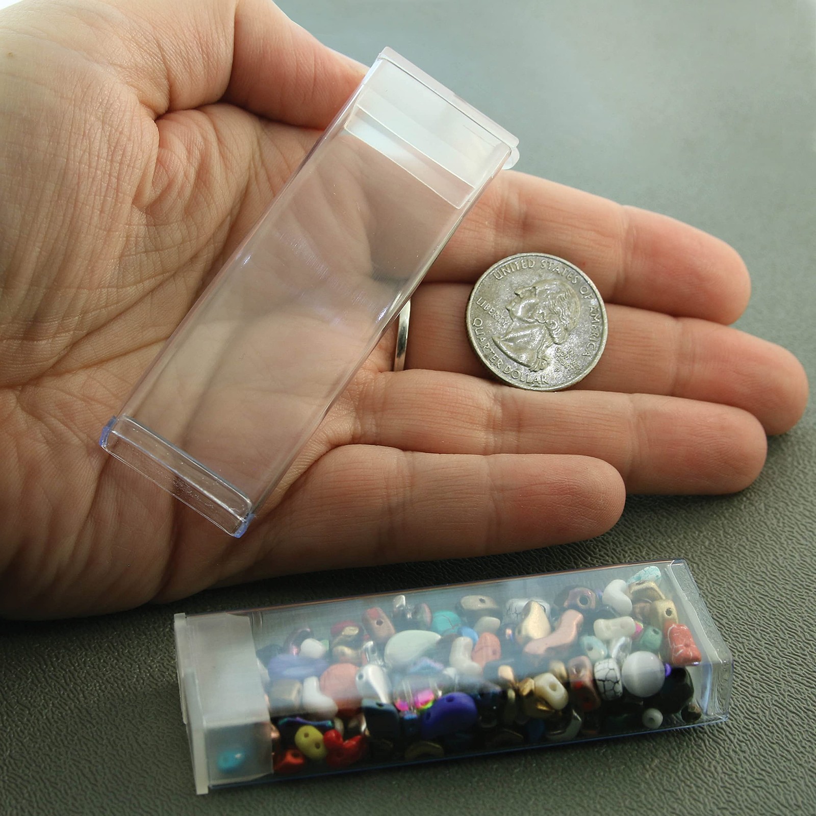 Clear Plastic Boxes Rectangle with a Flip Top Cap 7/16” x 1” x 3” Use for …