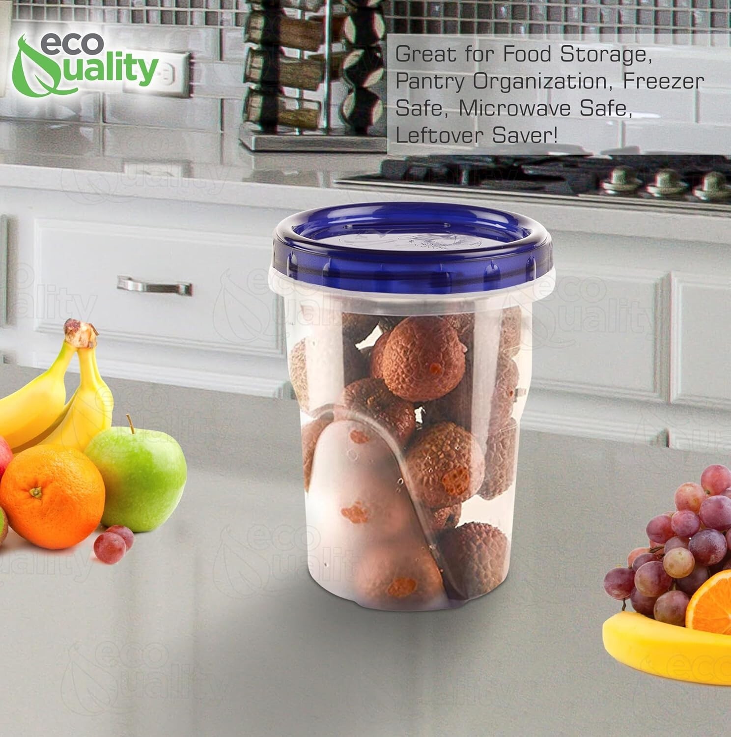 32oz Twist Top Storage Containers – Airtight Plastic Food Storage Canisters 72pc