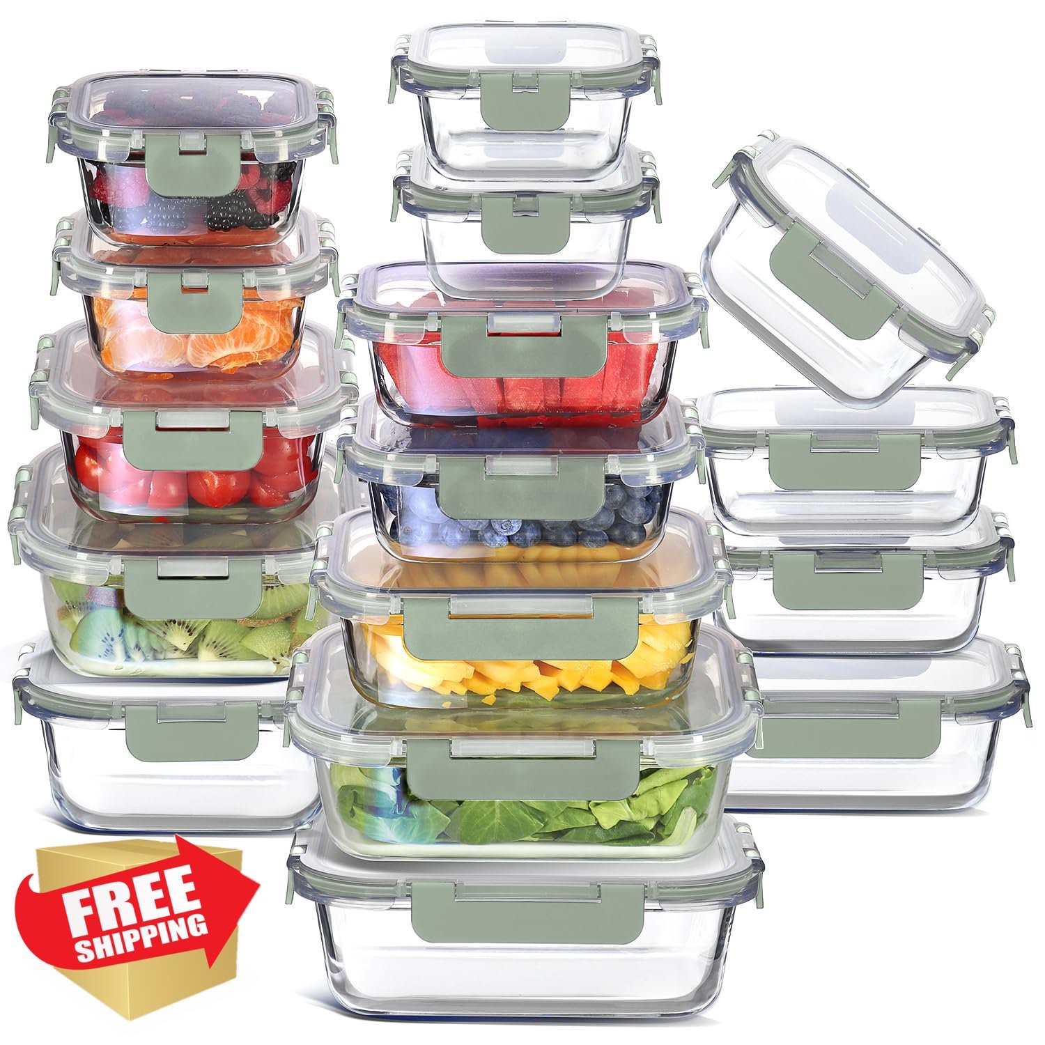 EATEX Food Containers Sage Green 16 Pack
