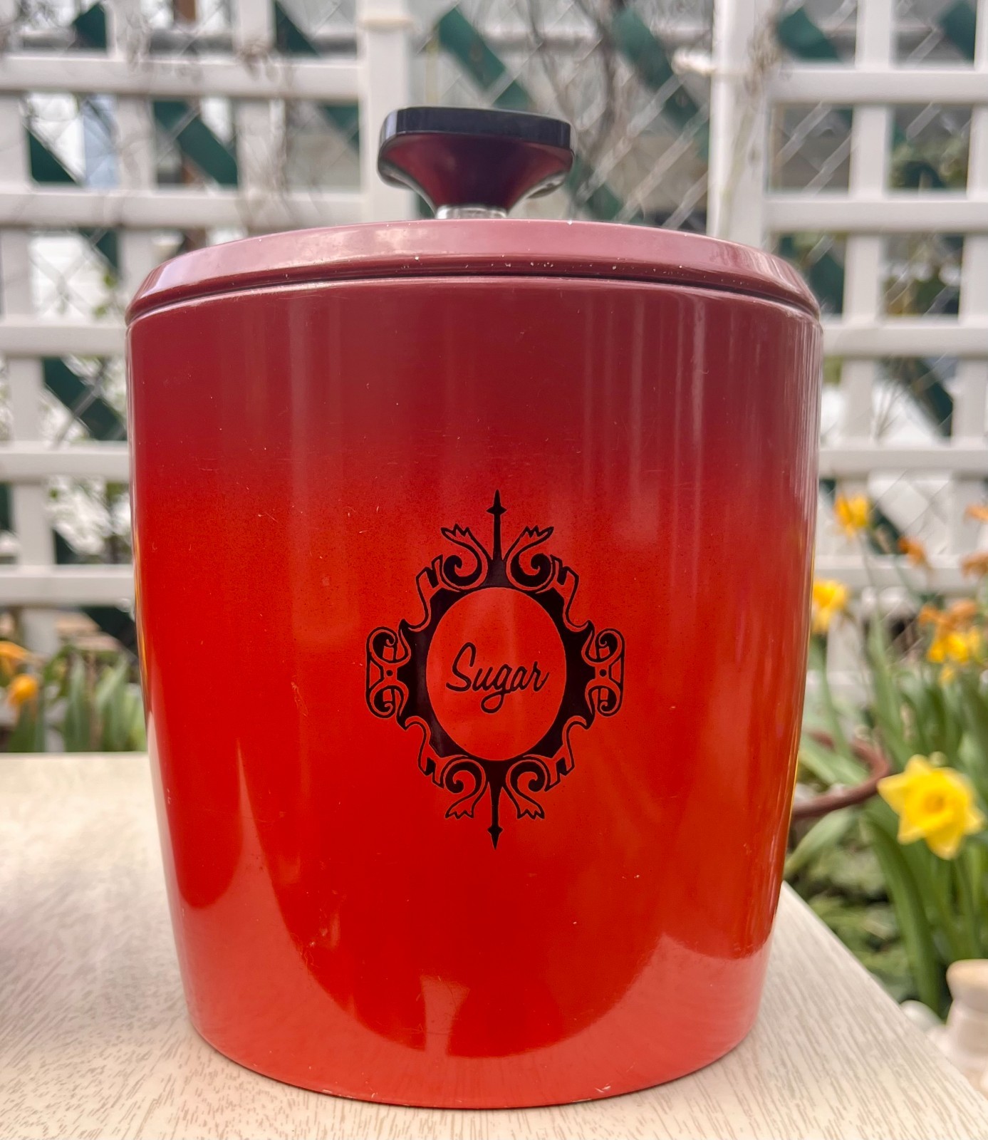 Vintage 1950’s West Bend FULL SET Red Aluminum Kitchen Storage Canisters w Lids