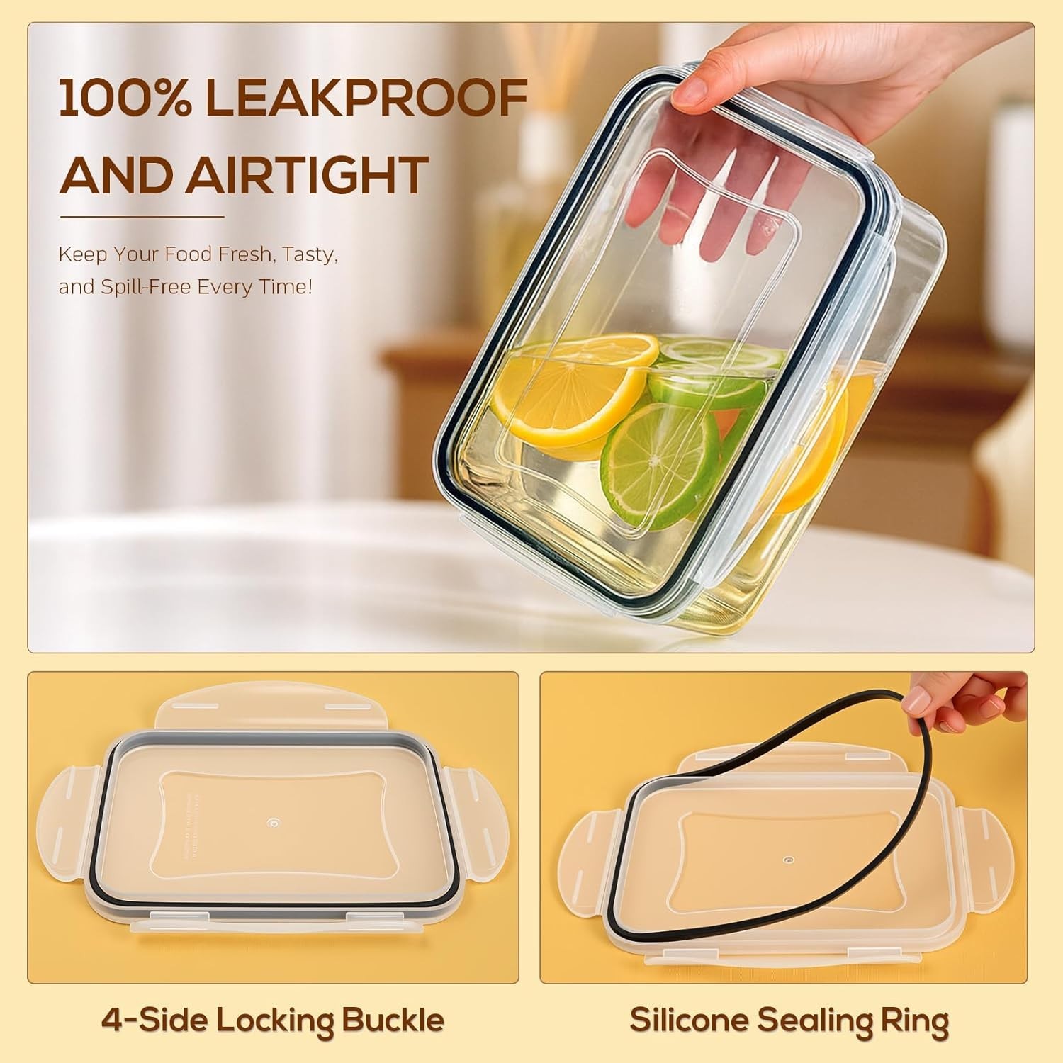50-Piece Stackable Food Storage Containers – Thicker, Clear, Airtight Set