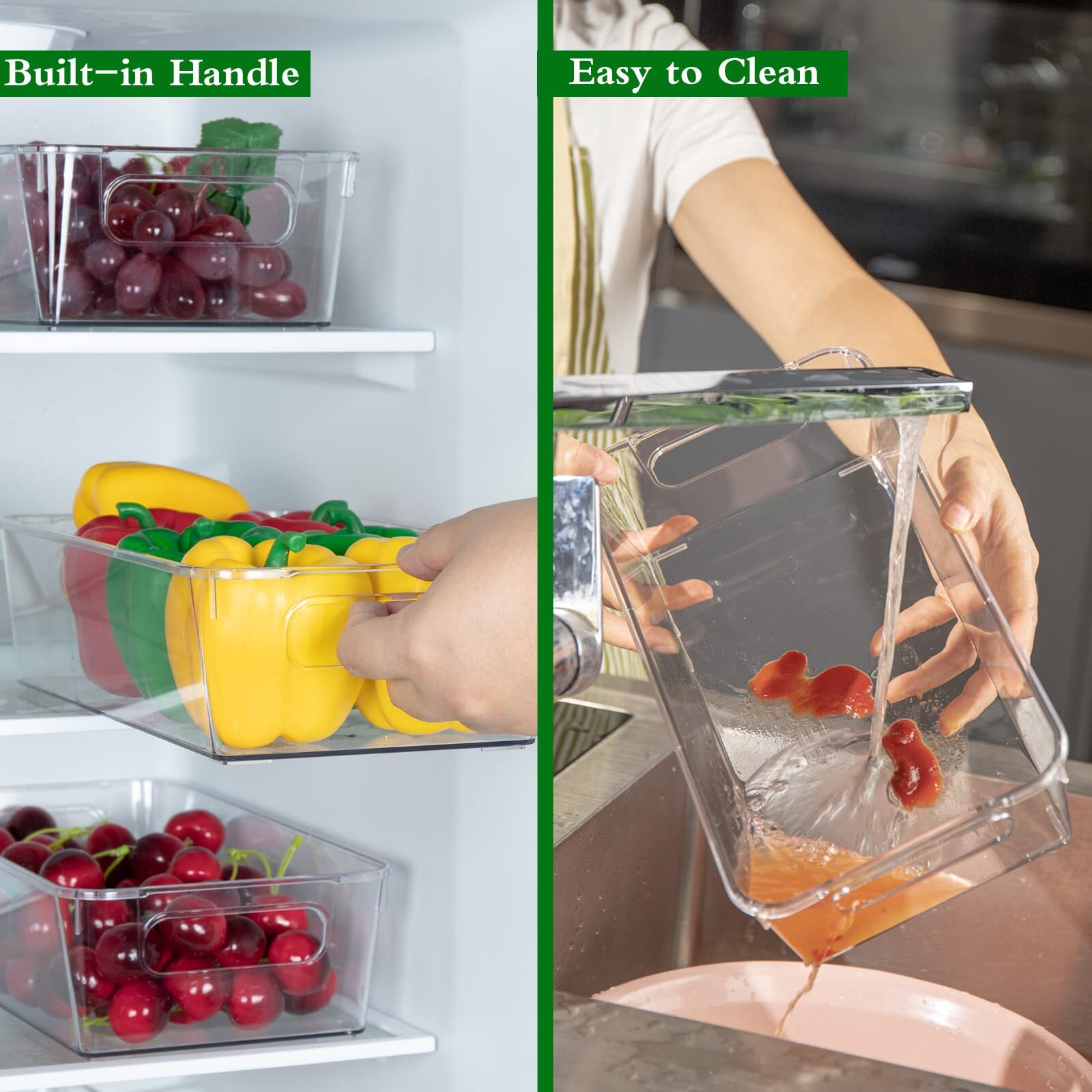 Yaseingoo 6-Pack Refrigerator Organizer Bins Set, Clear Fridge Organizer Bins –