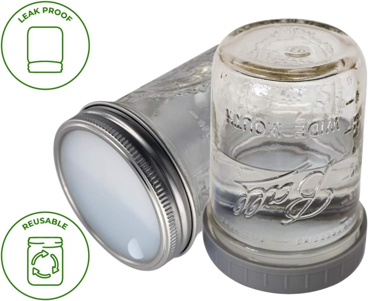 Leak Proof Platinum Silicone Sealing Lid Inserts/Liners for Mason Jars 10 Pac…