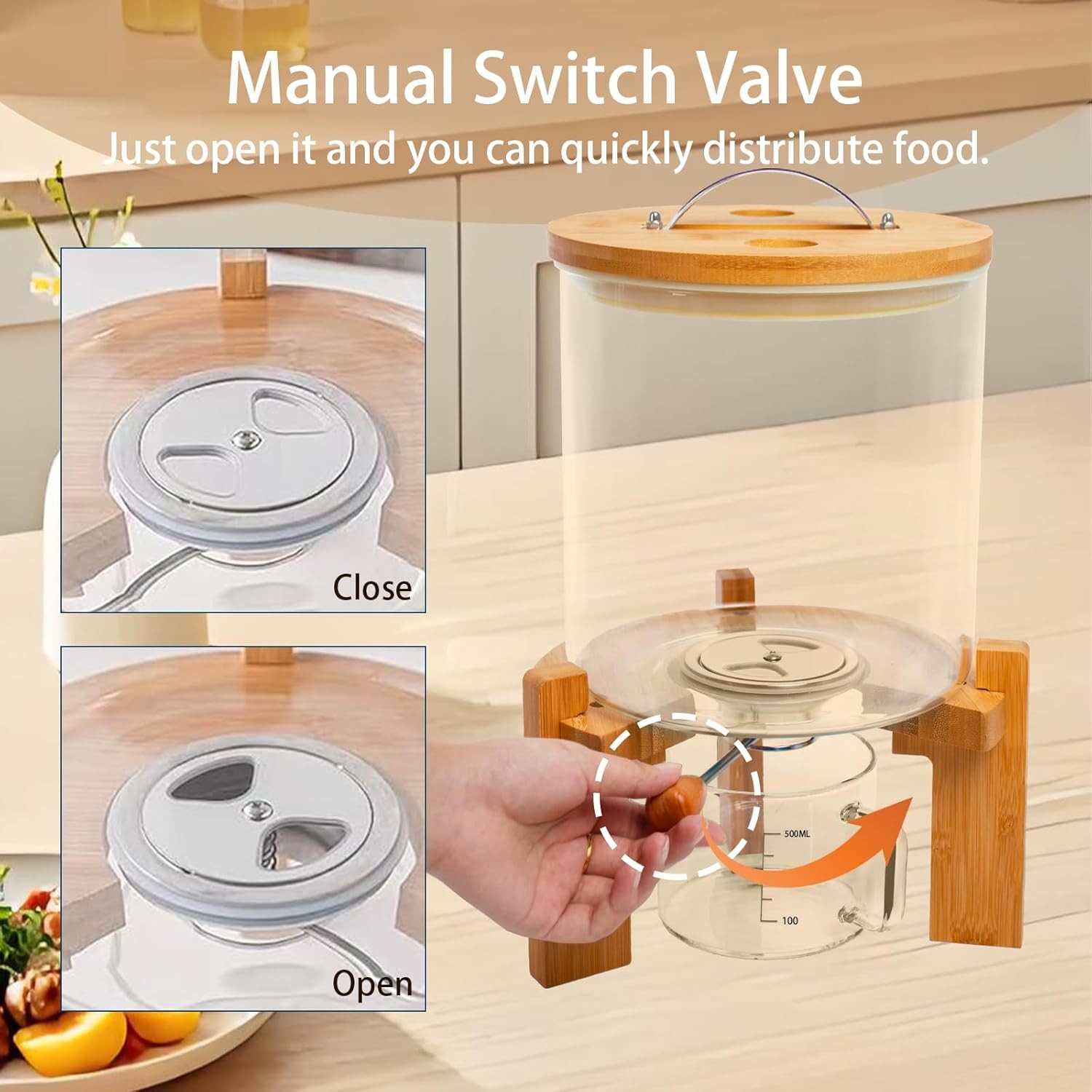 Rice Dispenser, Rice Storage Container, Flour and Cereal Container for Kitchen