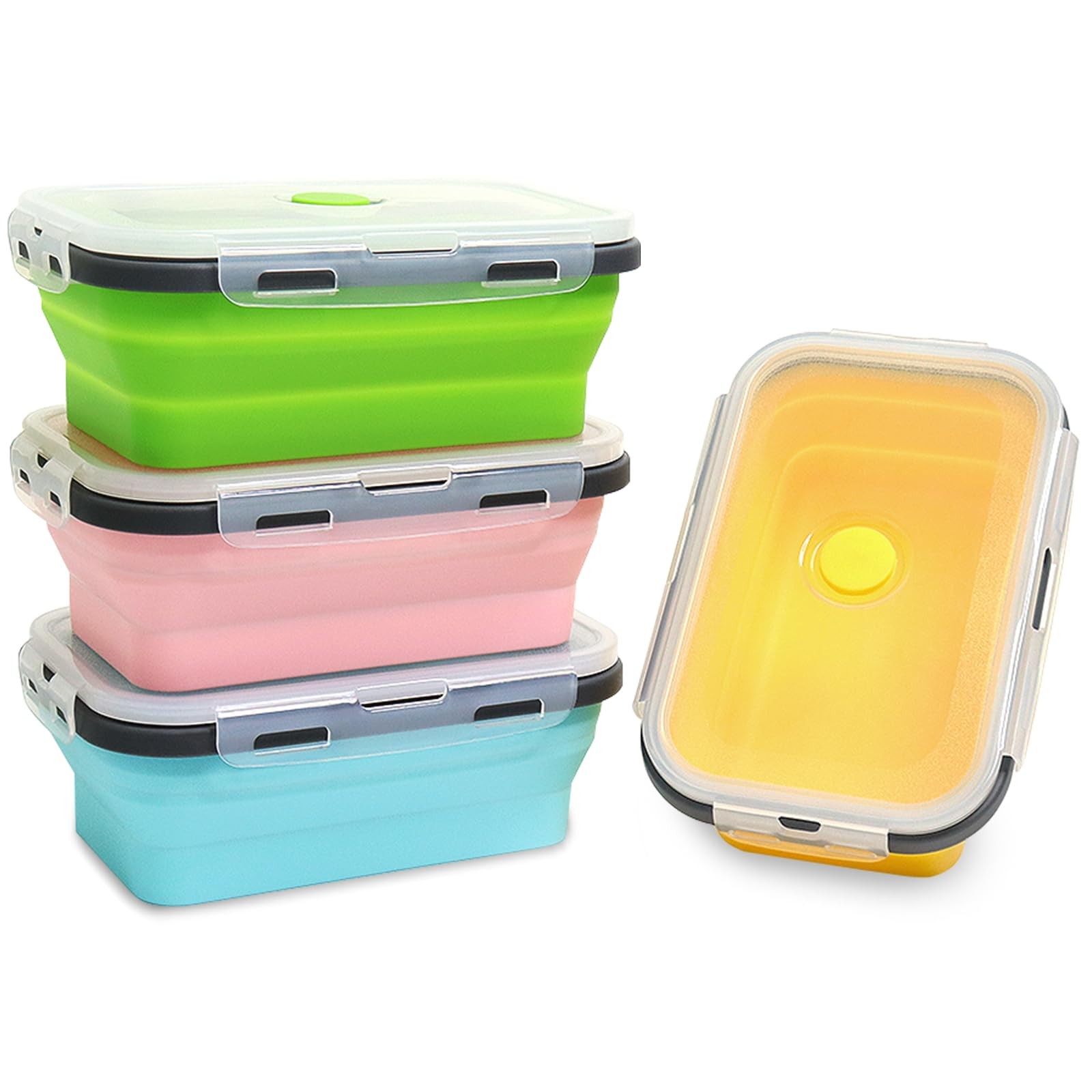 Collapsible Silicone Food Storage Container 4 Pack, Silicone Storage Containe…