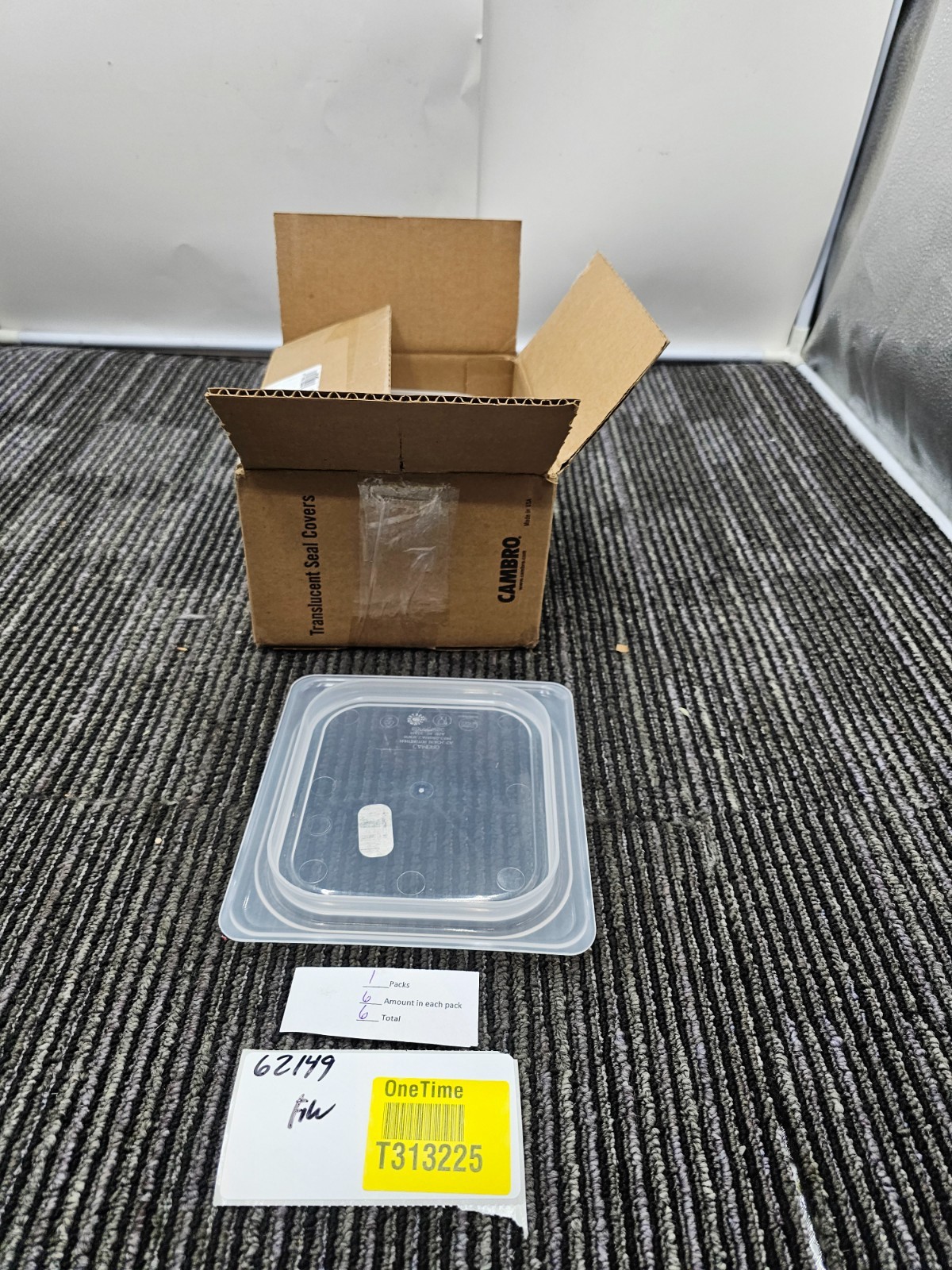 (QTY 6) Cambro 60PPCWSC190 Food Pan Seal Cover 1/6 size Translucent Camwear