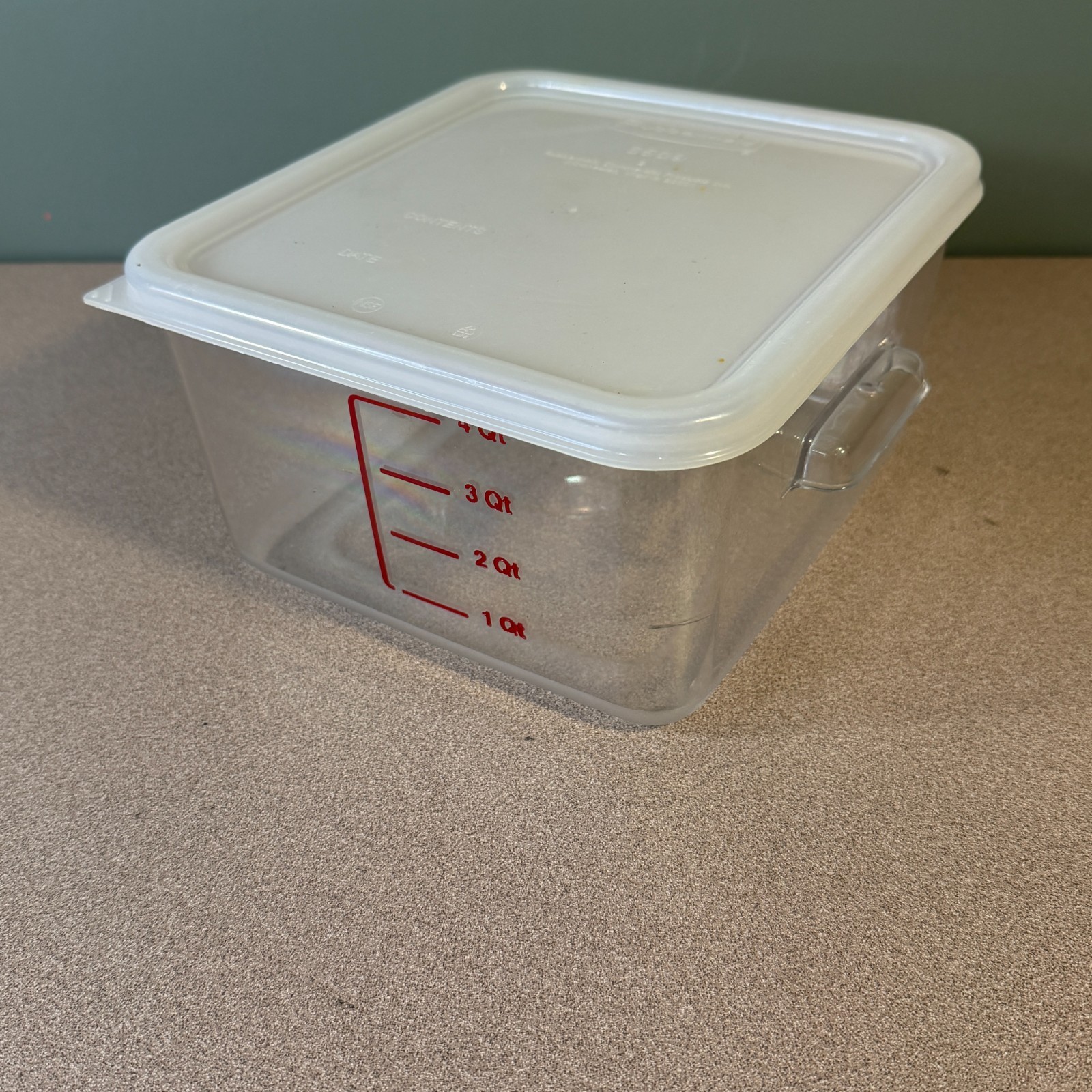 Rubbermaid 6304 SpaceSaver 4 Quart Clear Plastic Square Container 6509 Lid Comm