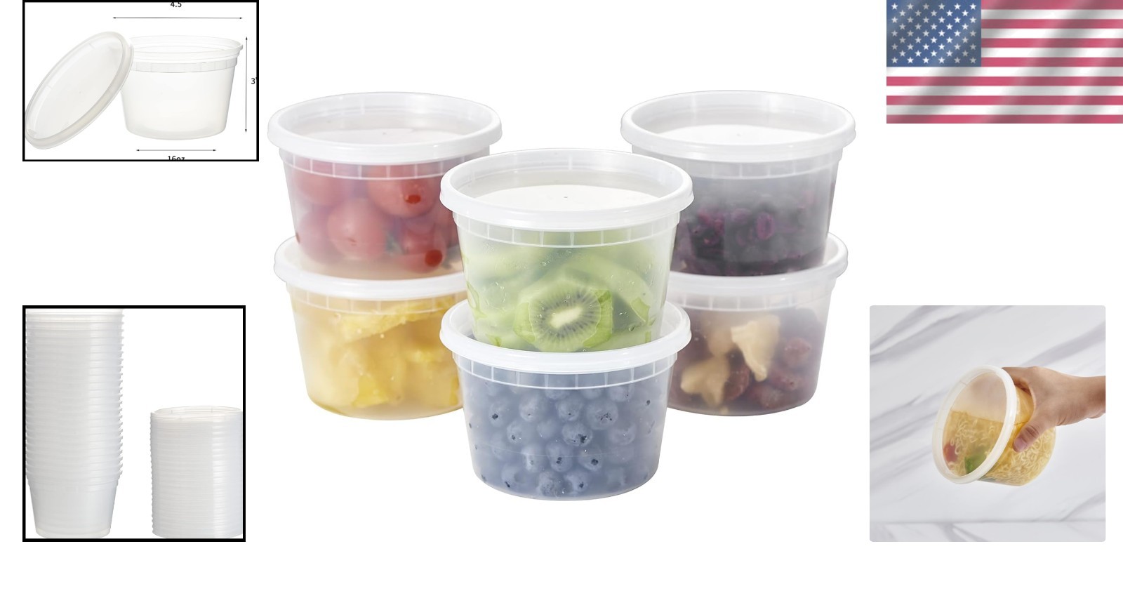 16oz BPA-Free Plastic Food Containers – Ideal for Takeout, Meal Prep & Snacks