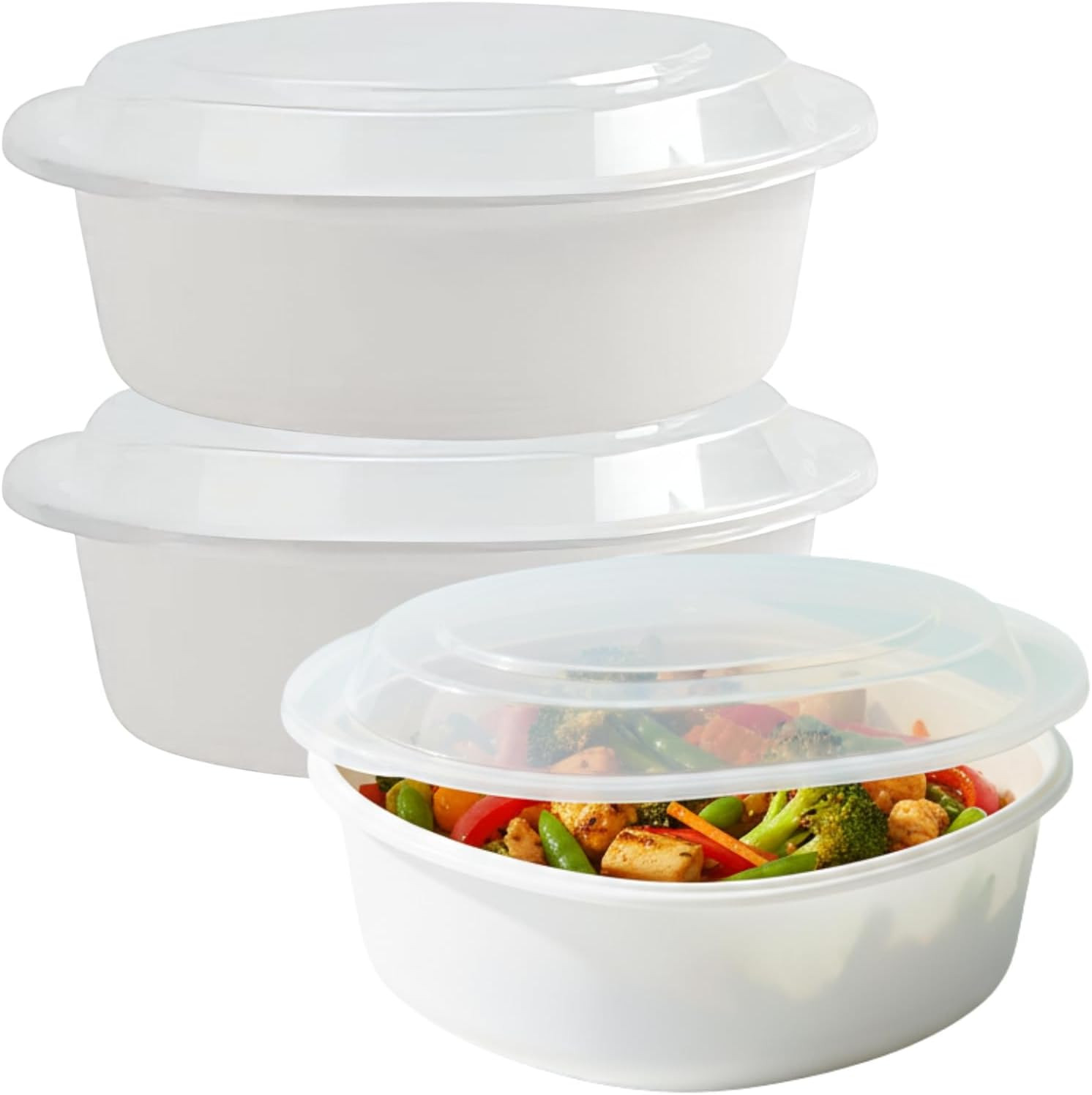 Premium Deep round White Containers – 9″ (Pack of 6) – Stackable & Leak-Proof De