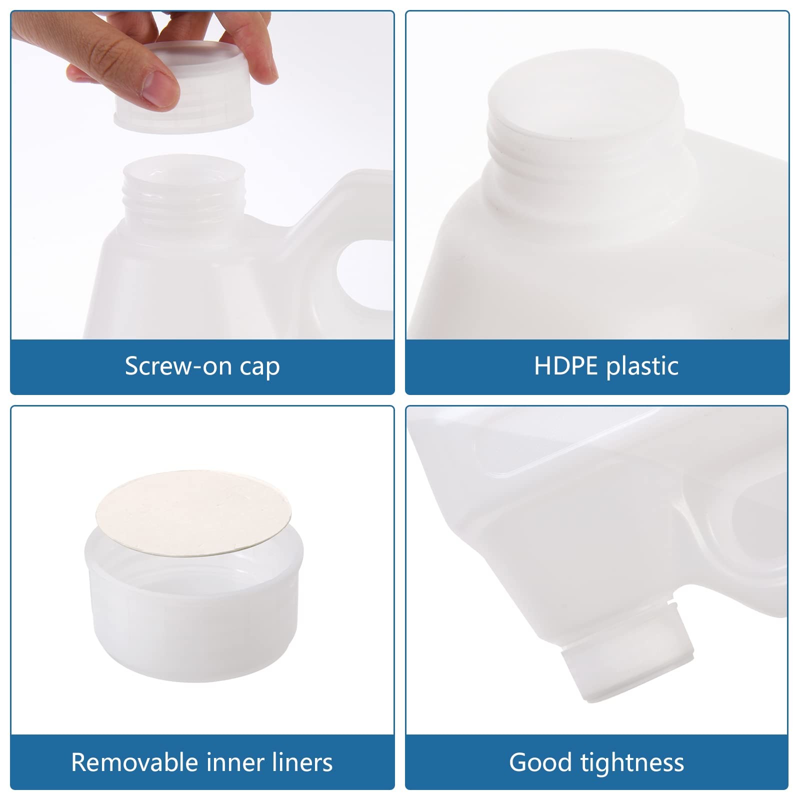 2 Pack 1 Gallon Clear Plastic Jugs with Lids, Water Jug Storage Containers wi…