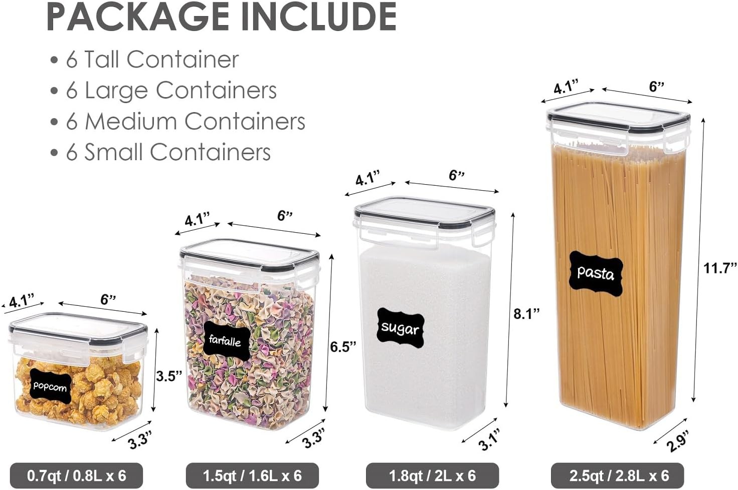 Airtight Food Storage Containers with Lids, 24 Pcs Plastic Kitchen and Pantry O