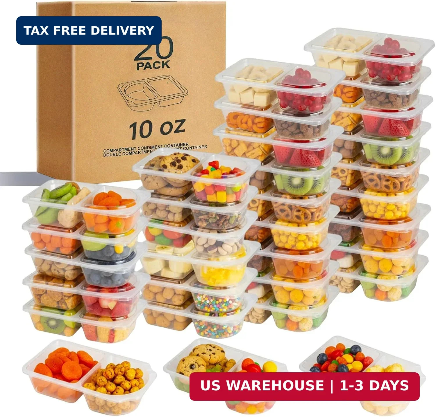 Reusable Snack Containers with Lids, Snack Containers, 20-Pack Snack Pack Contai