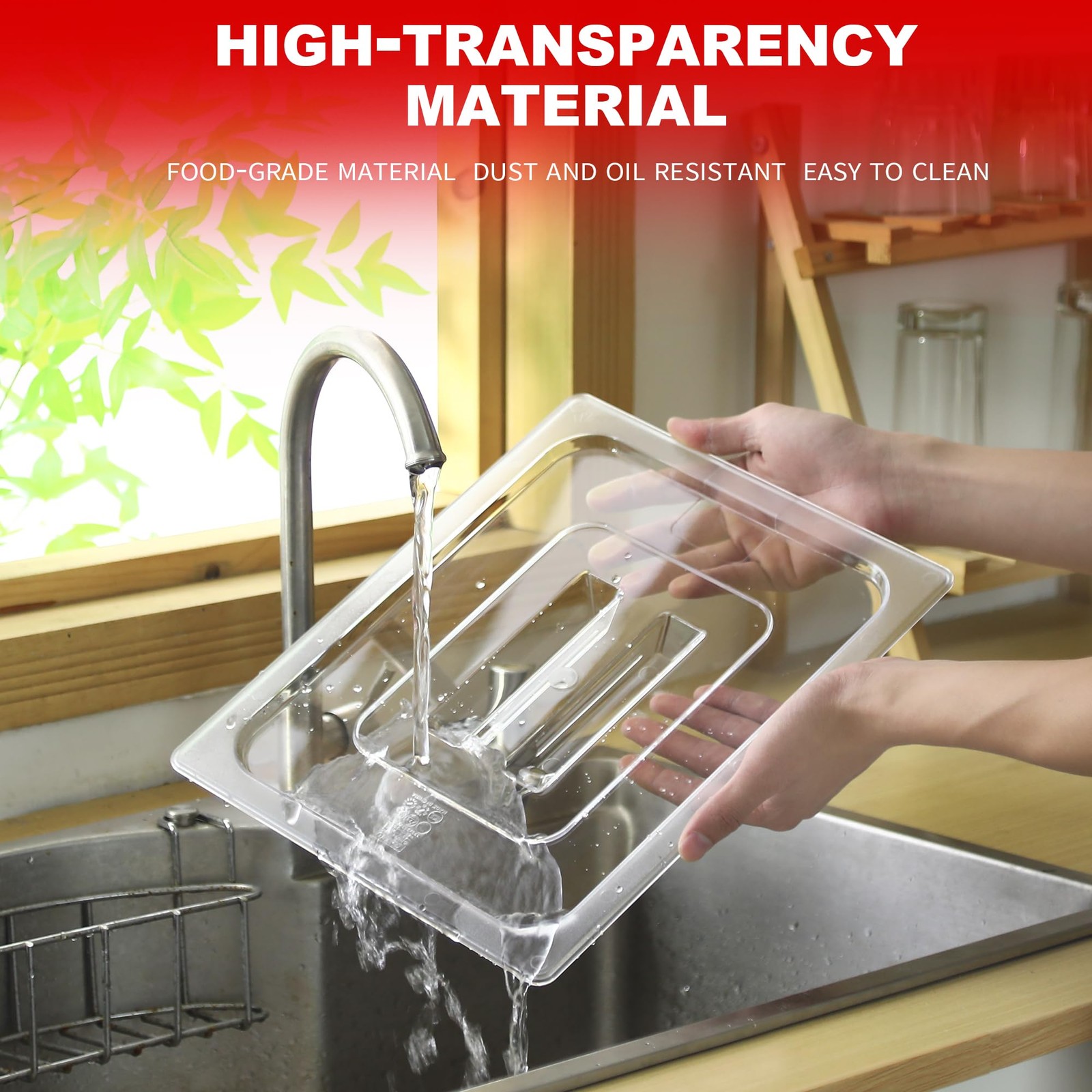 6-Pack Clear Polycarbonate Handled Lids for 1/6 Size NSF Food Pans
