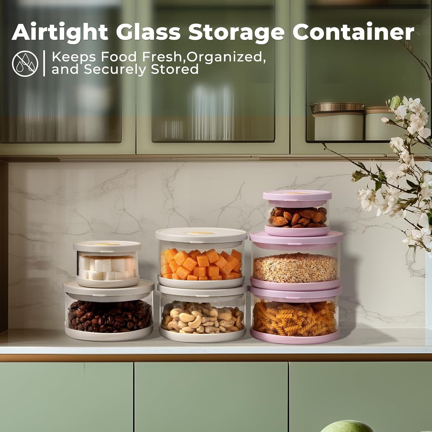 Glass Food Storage Containers with Airtight Lids 33.8oz & 11.8oz