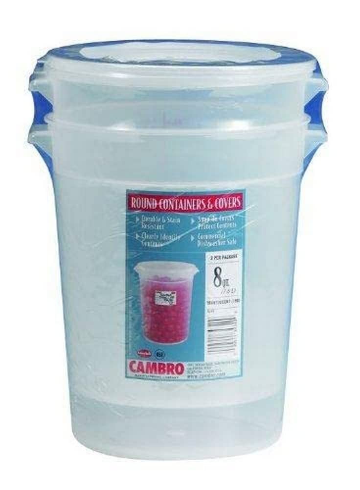 Cambro 8-Quart Round Food-Storage Container with Lid, Set of 2 8 Quart, white