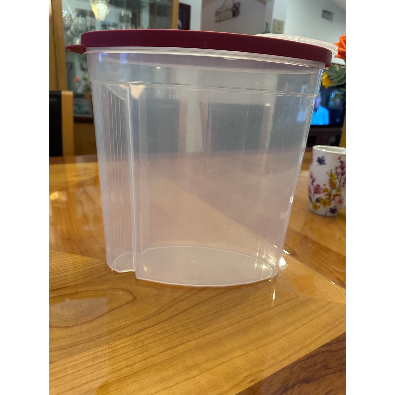 Tupperware Modular Mates Oval Container Cranberry Red Lid Flip Top Spout 1615