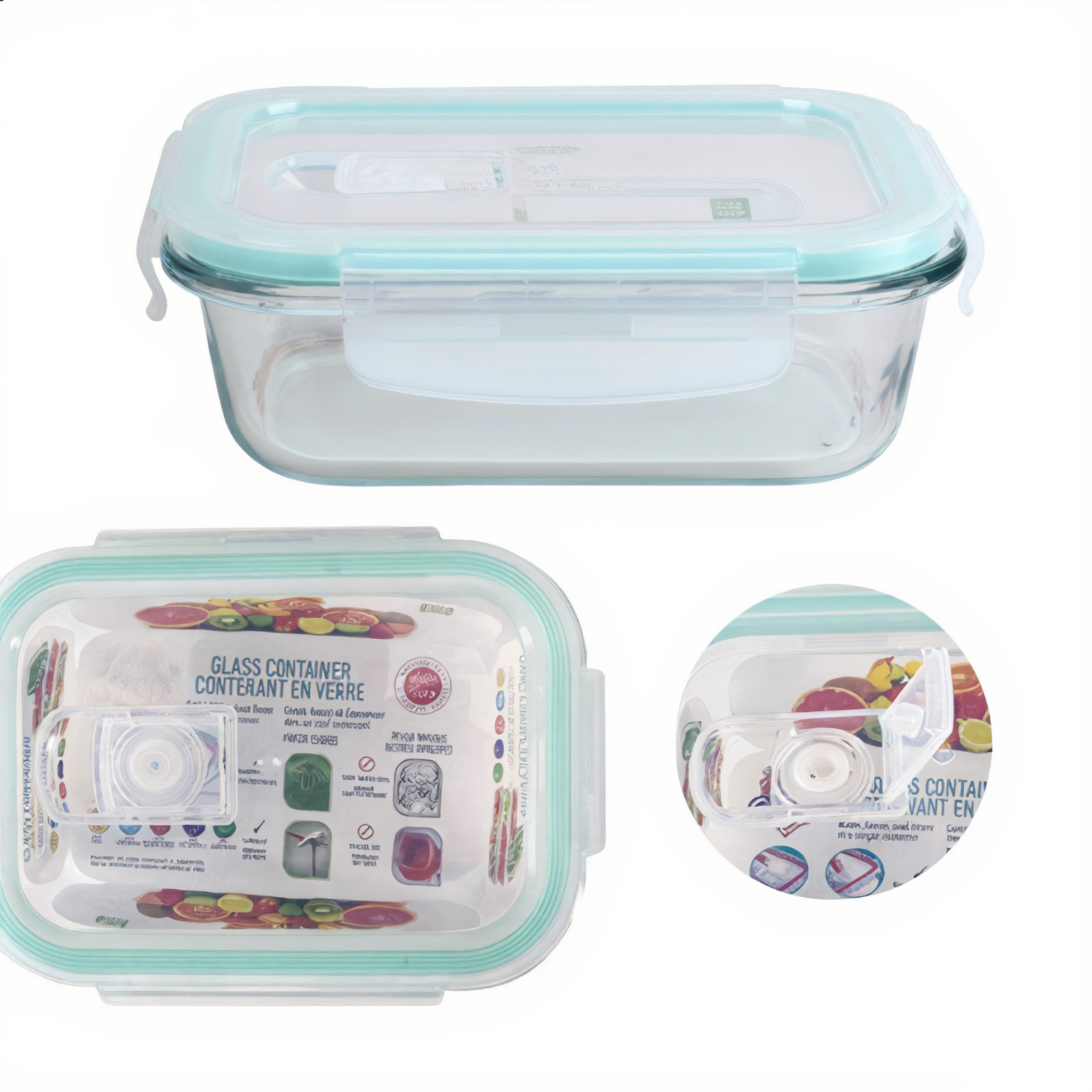 13.5oz Glass Airtight Food Storage Containers Oven Microwave Freezer Safe