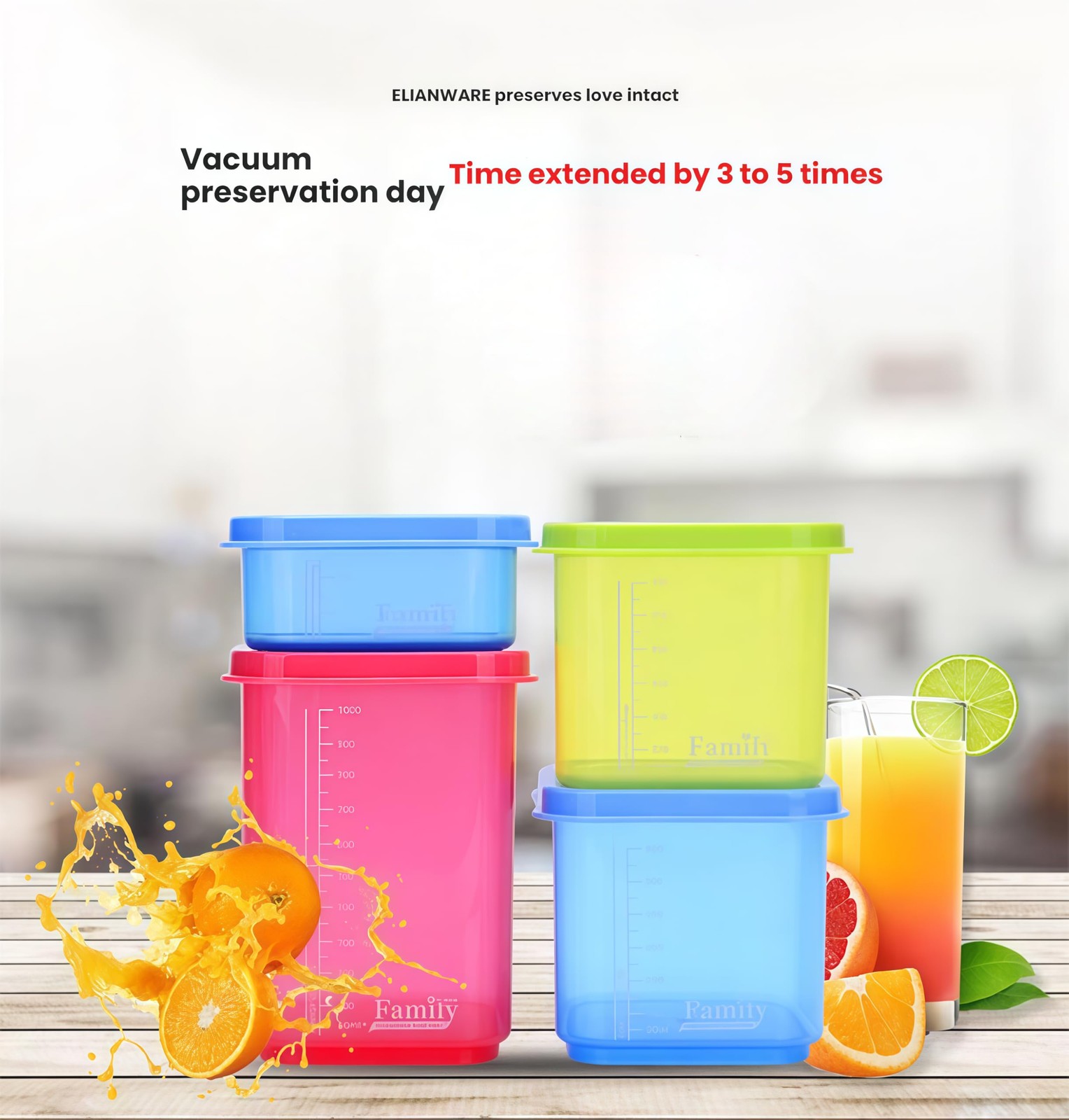 4-Piece Airtight Food Storage Containers with Lids Family 4 Piece Set, Blue
