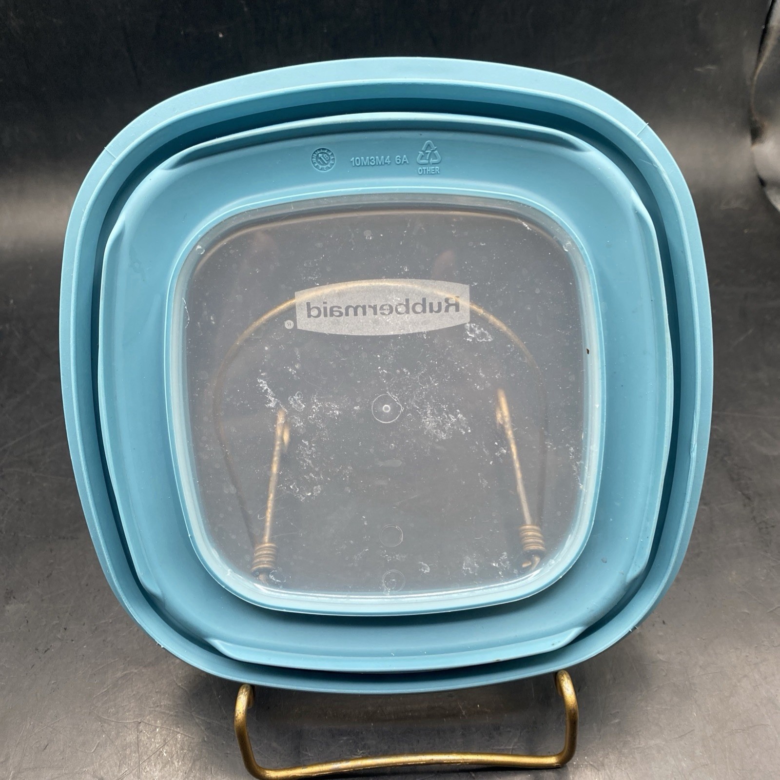 4 Rubbermaid Flex N Seal Window Lids Only Blue 7″ 10M3M4 Replacement Square Lot