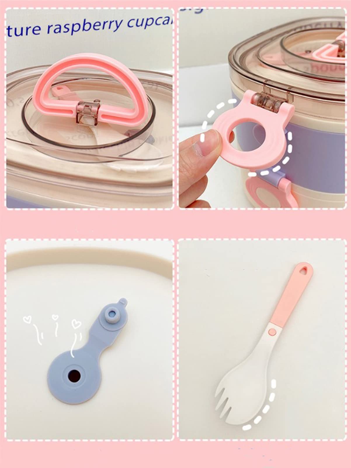 Paidideng Kawaii 2-Layer Bento Lunch Box w/ Bag, Tableware – 1200ml Leak-Proof