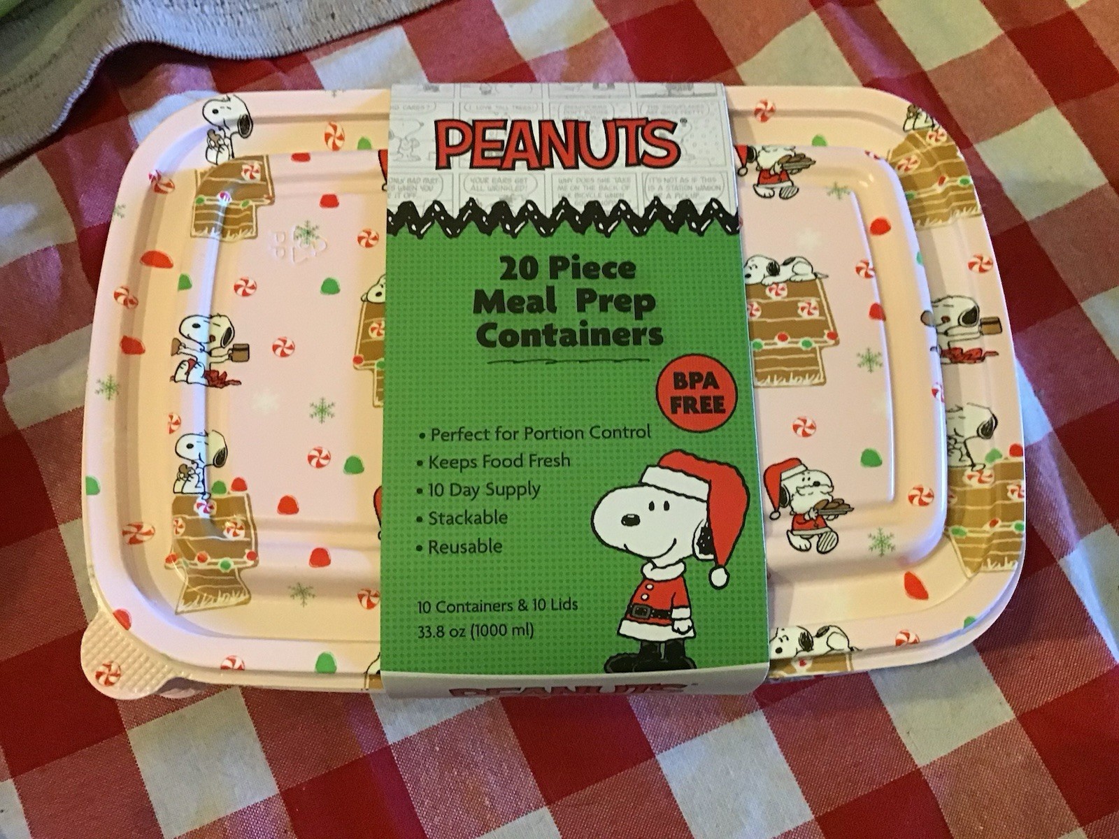 Peanuts Snoopy Holiday Meal Prep Containers 10 Day Supply-new