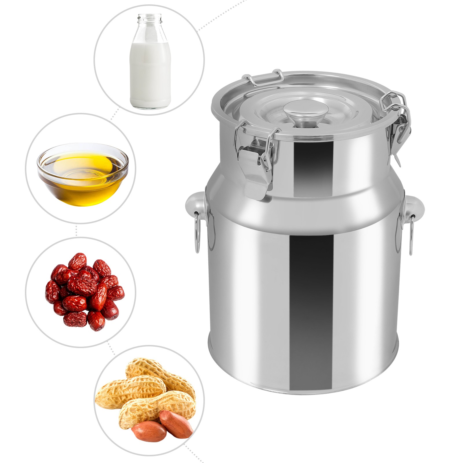201 Stainless Steel Milk Can 5L 1.32Gal Milk Container Milk Bucket Good Sealing