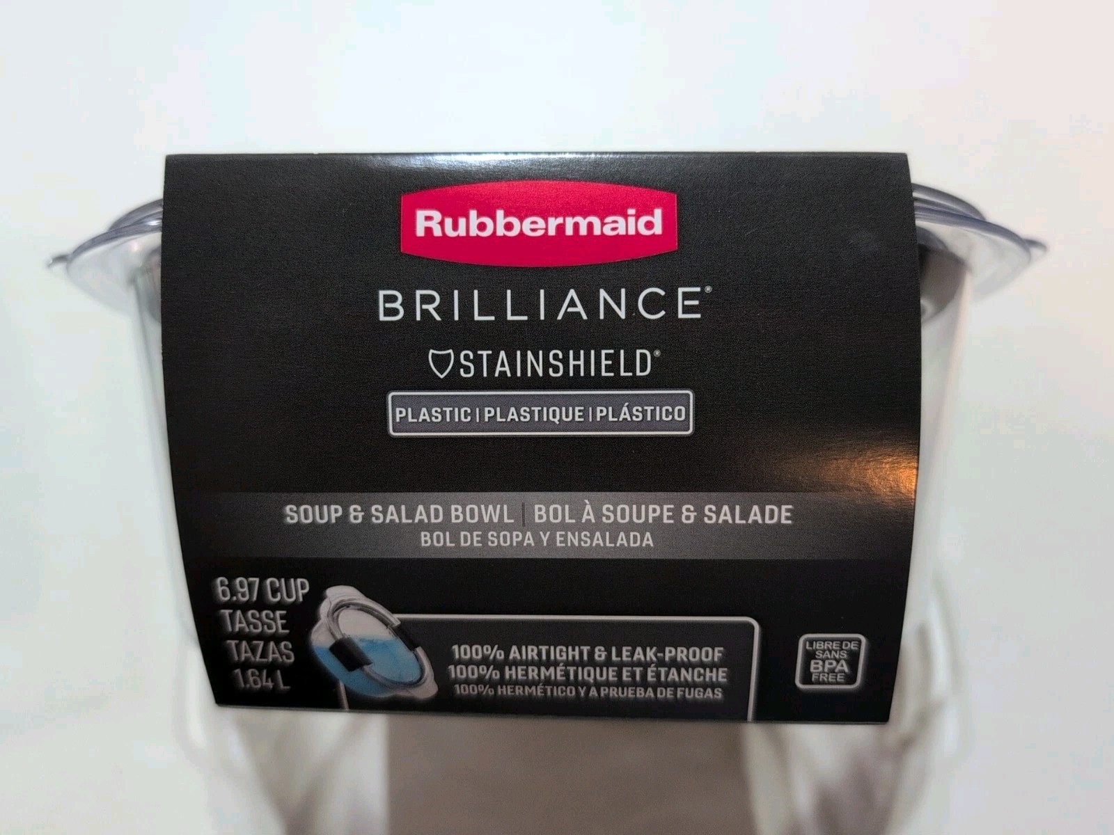 Rubbermaid Brilliance Stain Shield Soup, Salad Bowl 100% Airtight & Leakproof