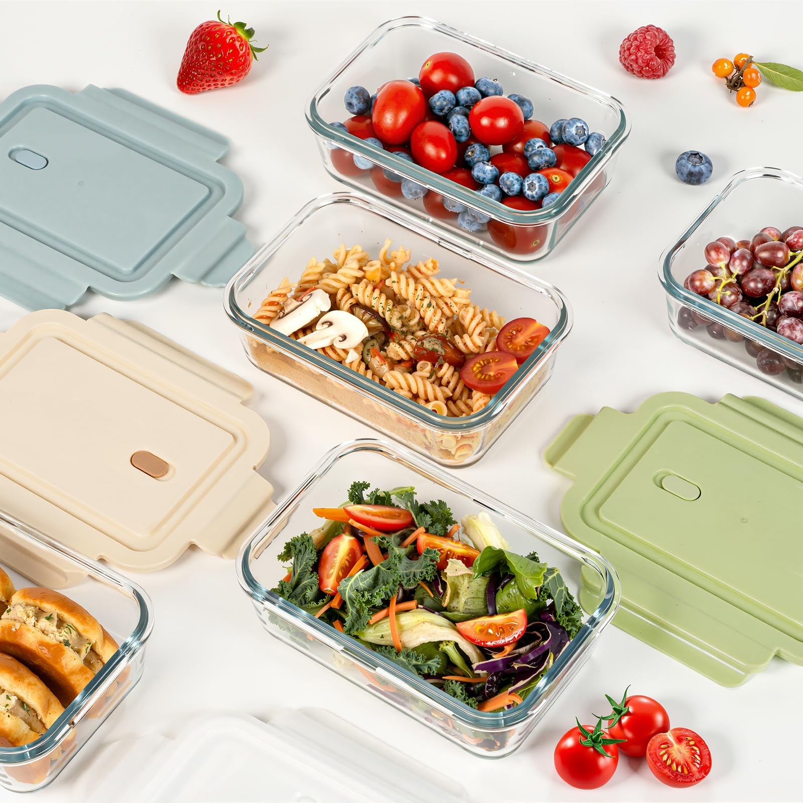 5 Pack 25oz Glass Meal Prep Containers with Vent Lids, Borosilicate Glass Foo…