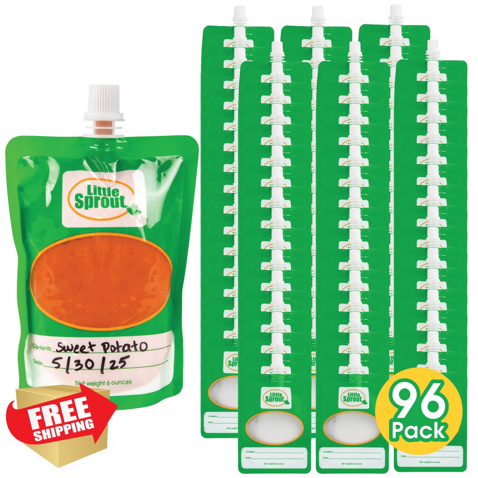 Sprout Cups 6oz Disposable Food Storage Pouches 96 Pack