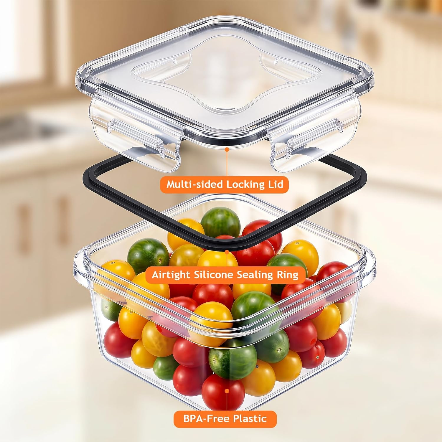 50 PCS Food Storage Containers with Lids (25 Containers & 25 Lids), Reusable Pla