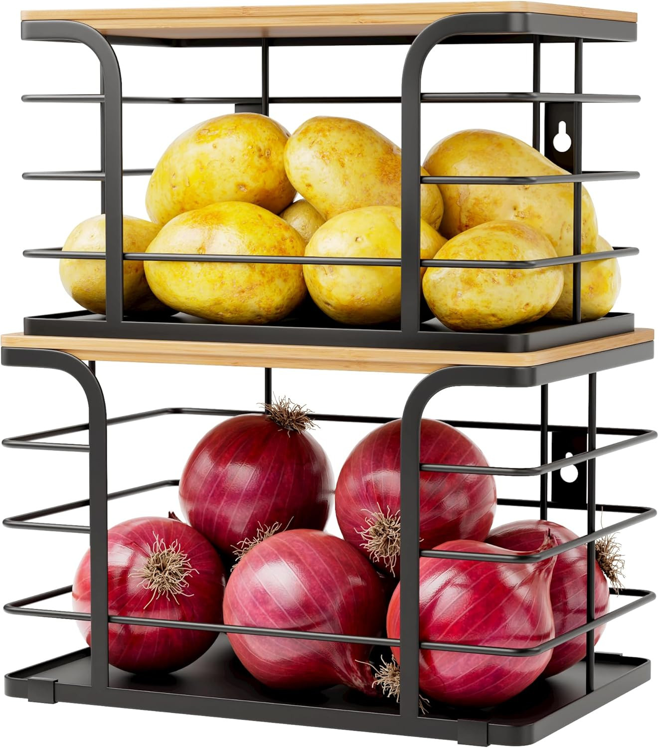 2Pcs Organizador de Cocina Canasta de Almacenamiento Papas Cebollas Verduras