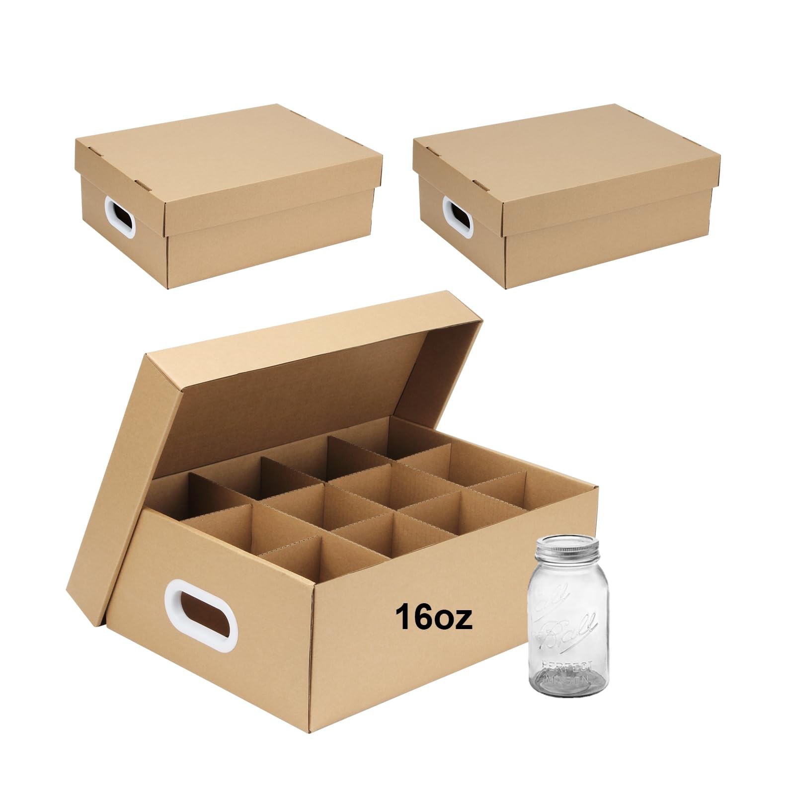 3 Pcs Mason Jar Storage Boxes, Cardboard Canning Jar Storage Boxes 16 oz Cann…