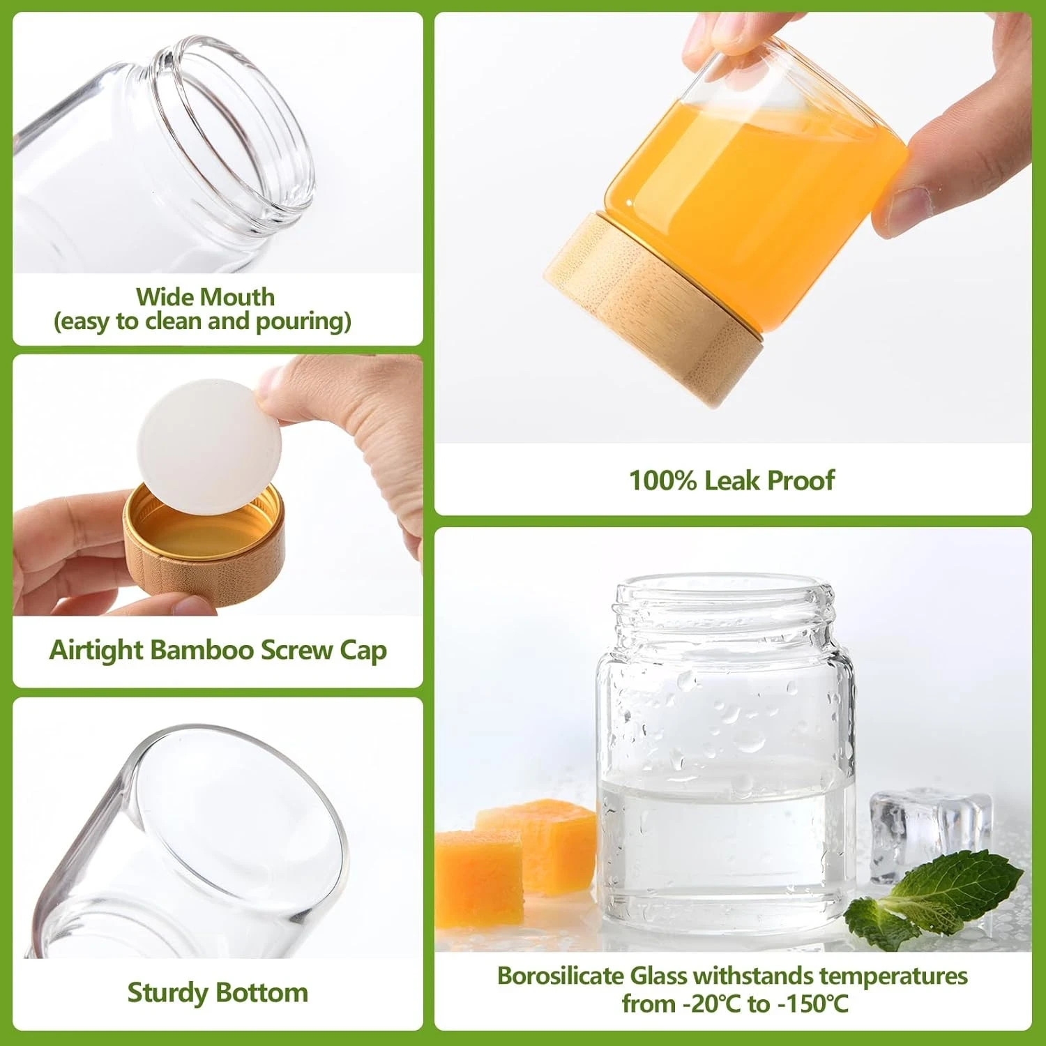 12-Pack 2oz Borosilicate Glass Shot Bottles with Caps, Dishwasher & Freezer Safe