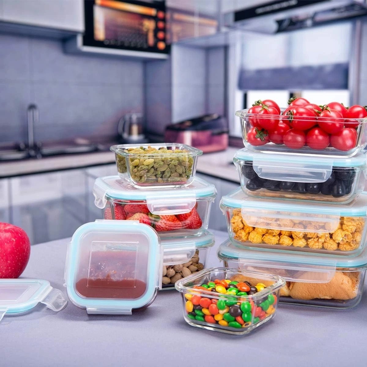 Durable Borosilicate Glass Meal Prep Containers – 18-Piece Space-Saving Set
