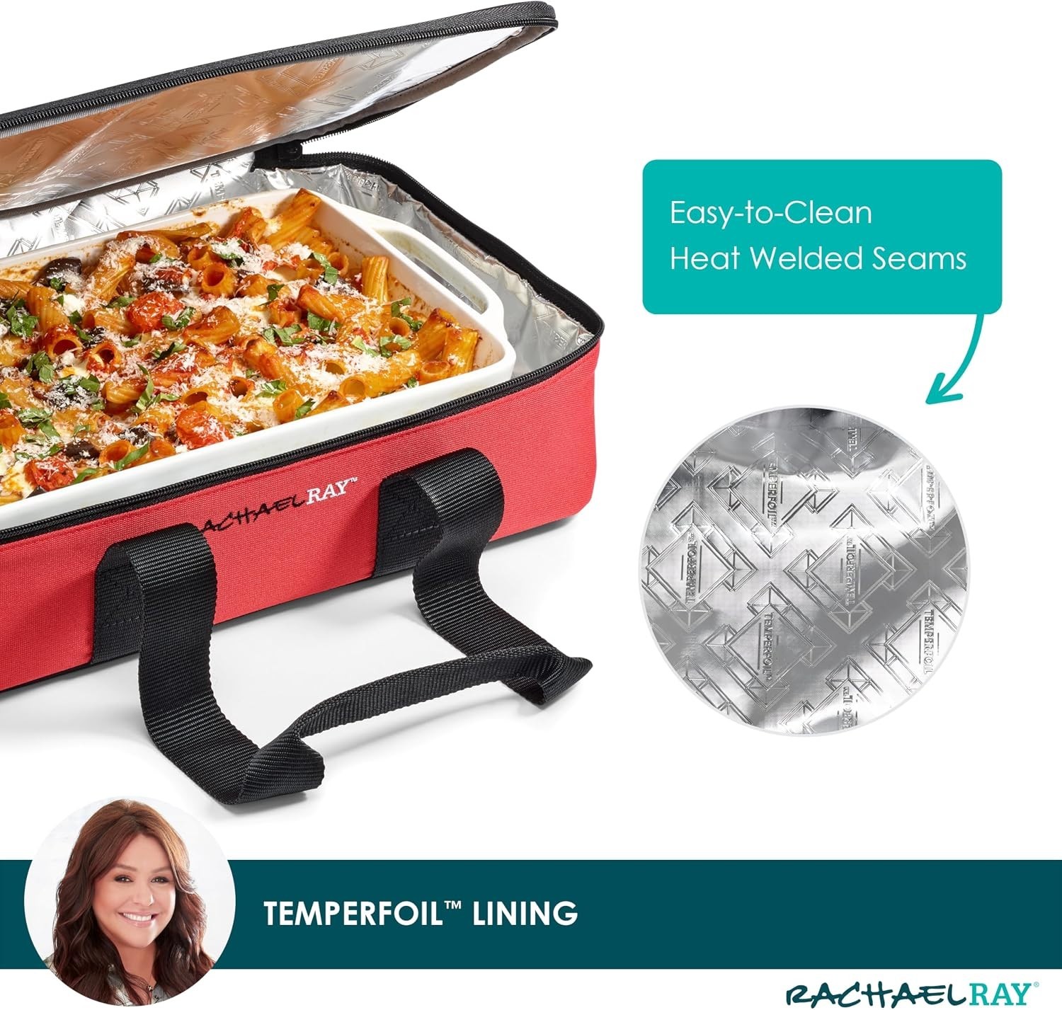 Insulated Casserole Carrier Fits 9×13 Baking Dish Thermal Tote Red