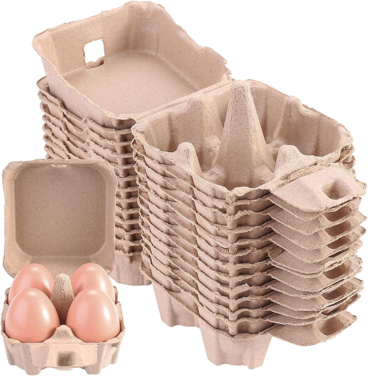 30 Pack Egg Cartons 4 Count, Cheap Bulk Pulp 4 Cell Containers Vintage Easter, 1
