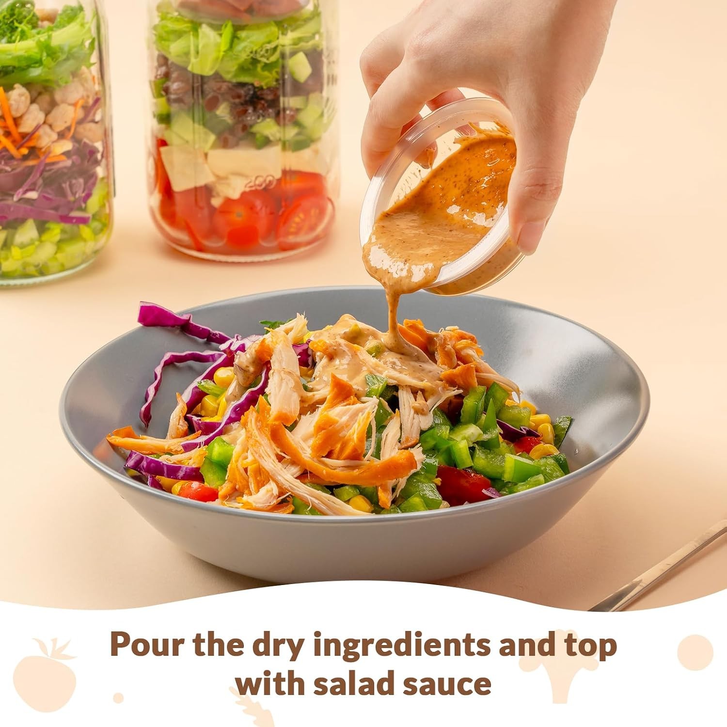 4 Pack Glass Salad Jars W/ Lids Meal Prep Leakproof Container Lunch Two Small