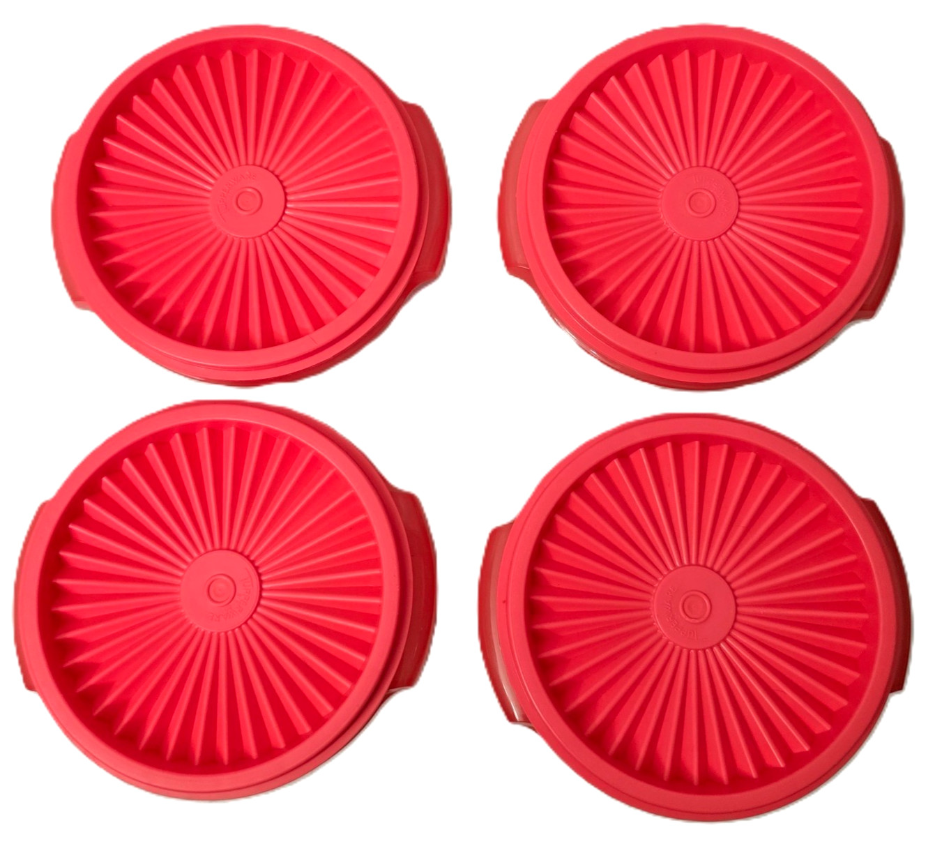 4pc Tupperware Servalier Heritage Bowls w Lids Coral Pink Clear 10oz 1323-21