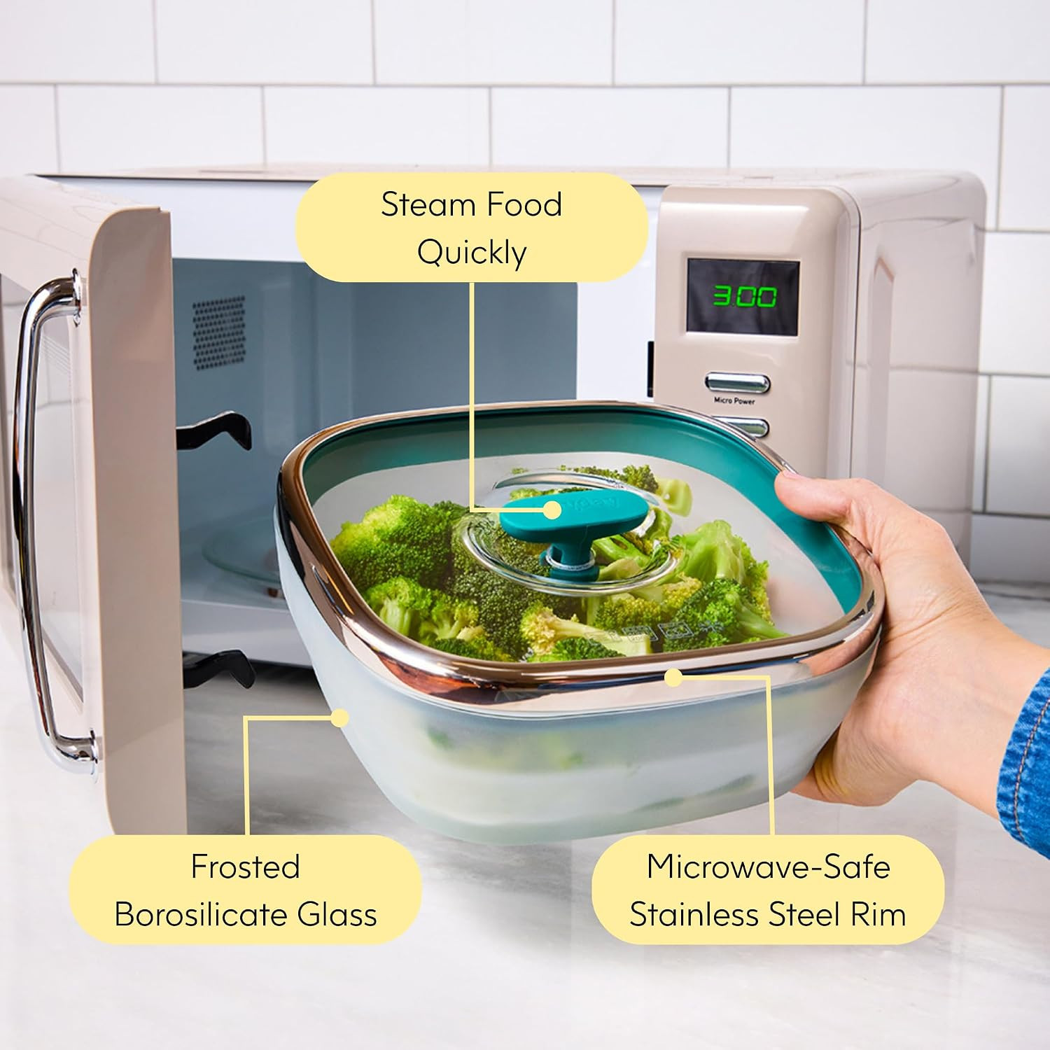 Anyday 5.5-Cup Square Glass Food Storage with Glass Lid | Plastic-Free Meal Prep