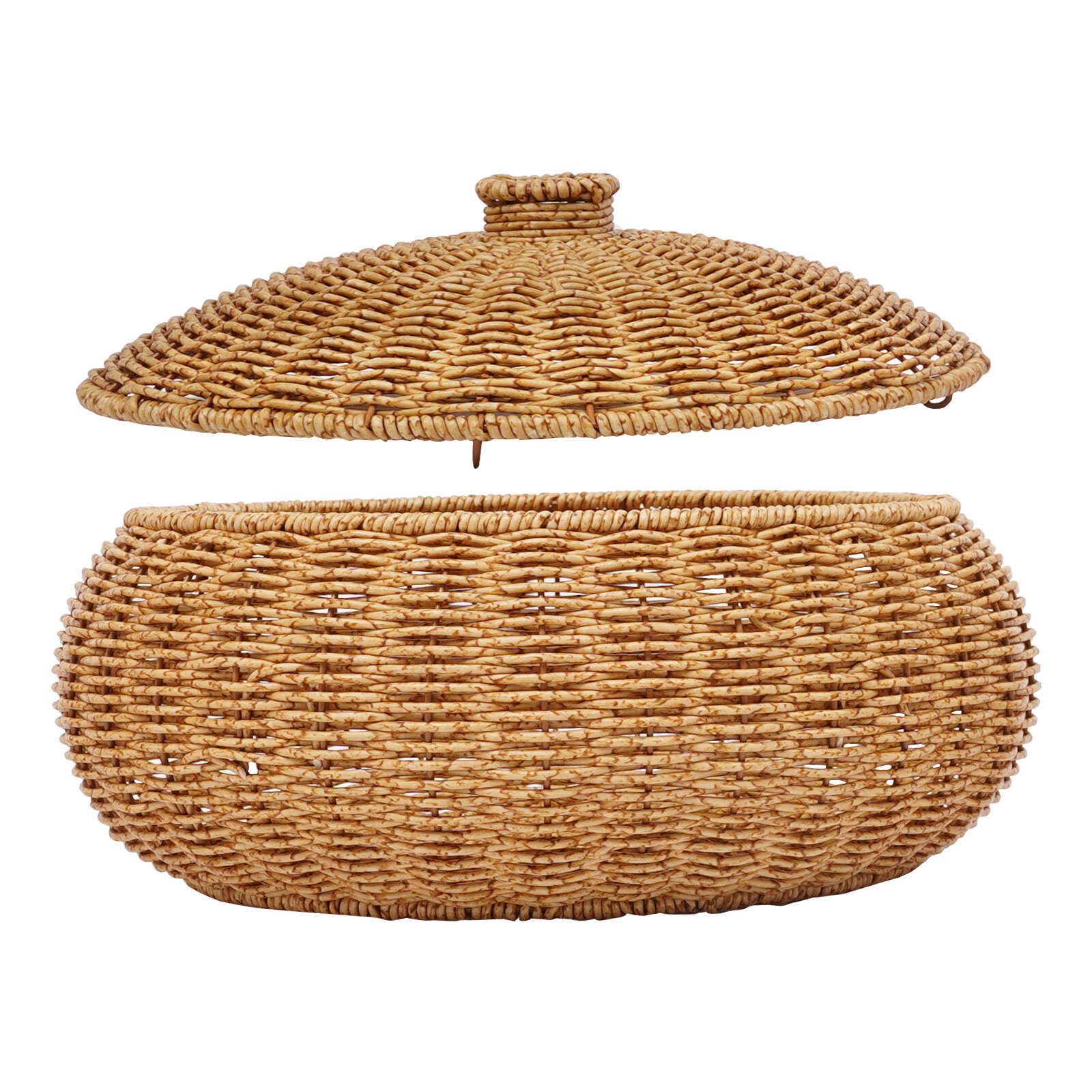 2PCS Vintage Farmhouse Round Hand Woven Storage Basket with Lids for Home