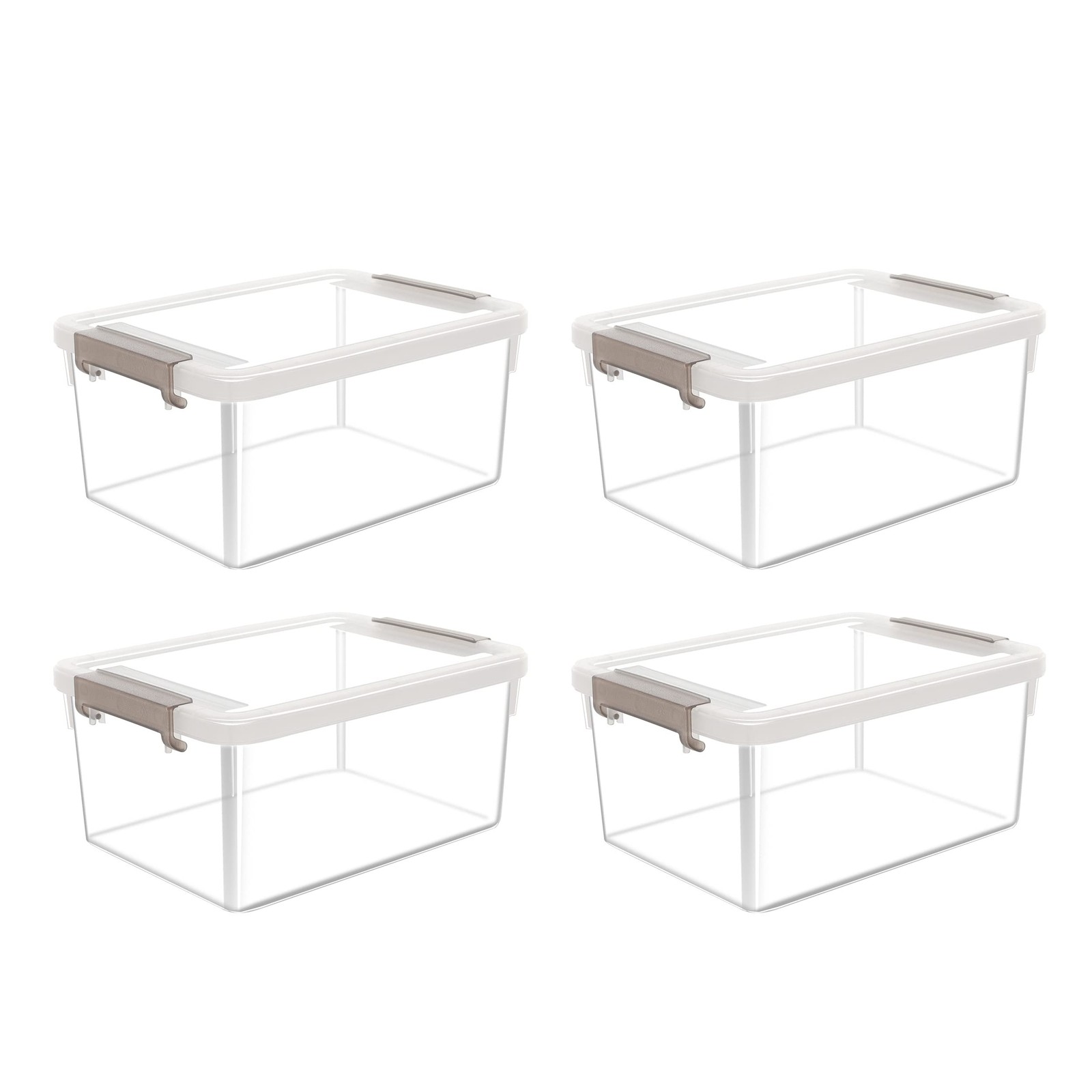 4~Pack Small Clear Storage Bins with Lids, 3.2 QT Stackable Containers