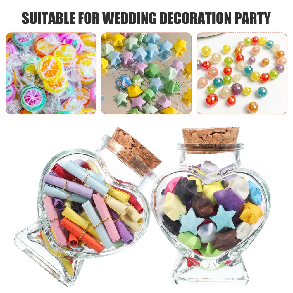 12Pcs Mini Reusable Glass Heart Jars with Cork for Wedding Decoration